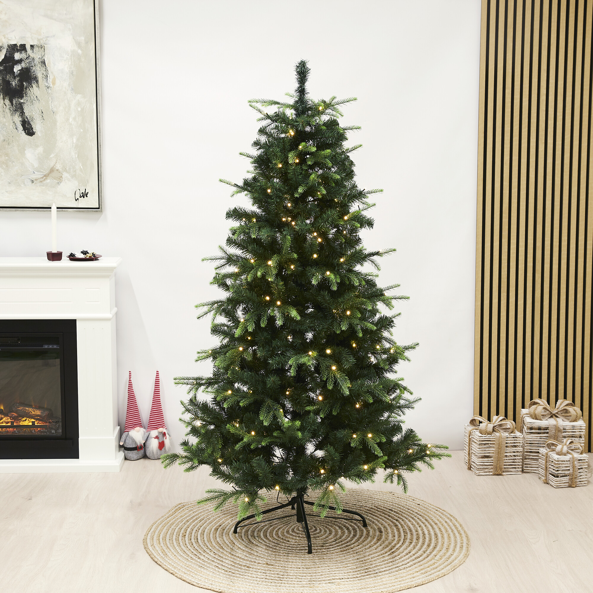 Christmas tree artificial PE/PVC “VIGA”, class A, 170X116 cm with LED NORDIC WINTER