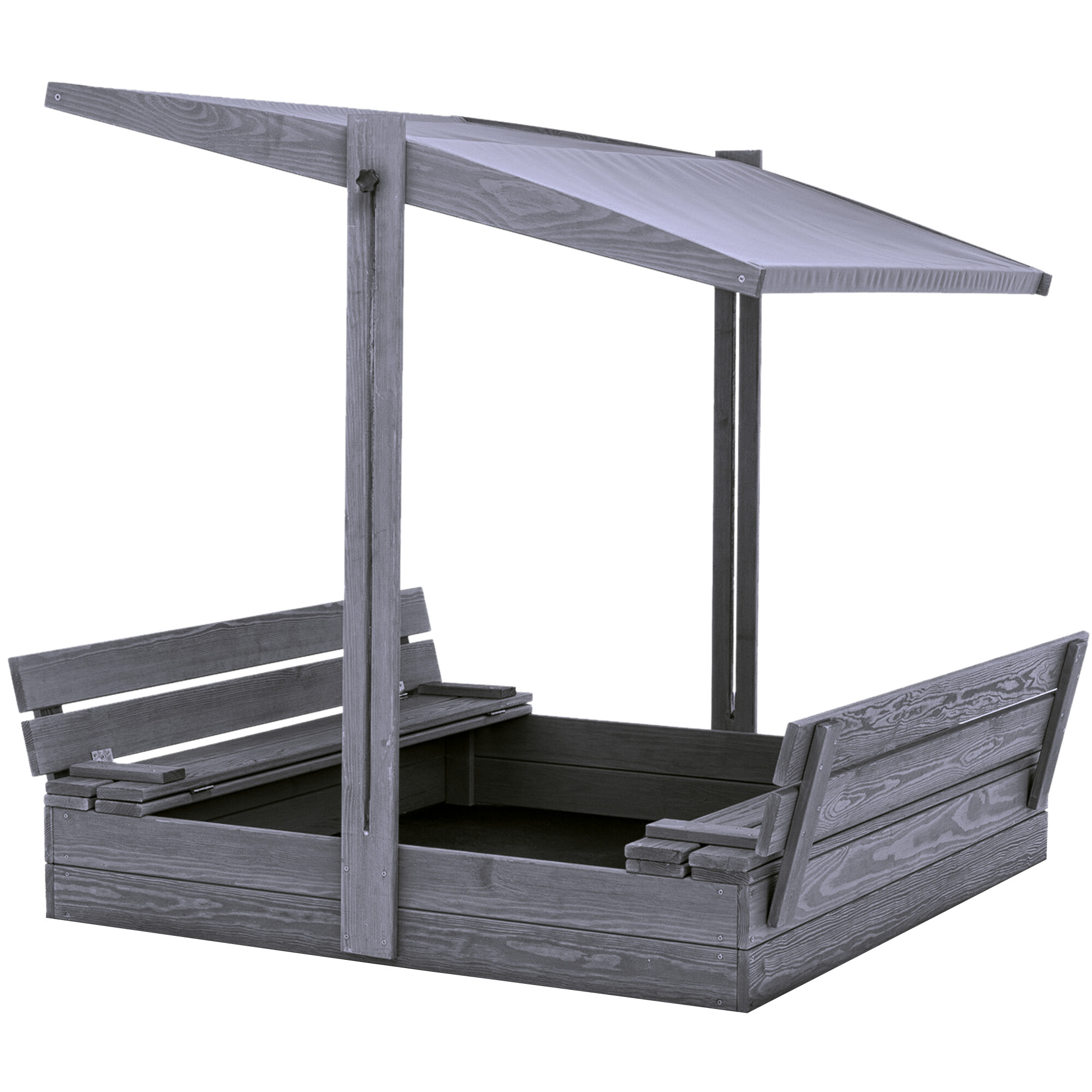 Sandkasse 120 x 120 cm med justerbar tag, grå, grundmalet NORDIC PLAY