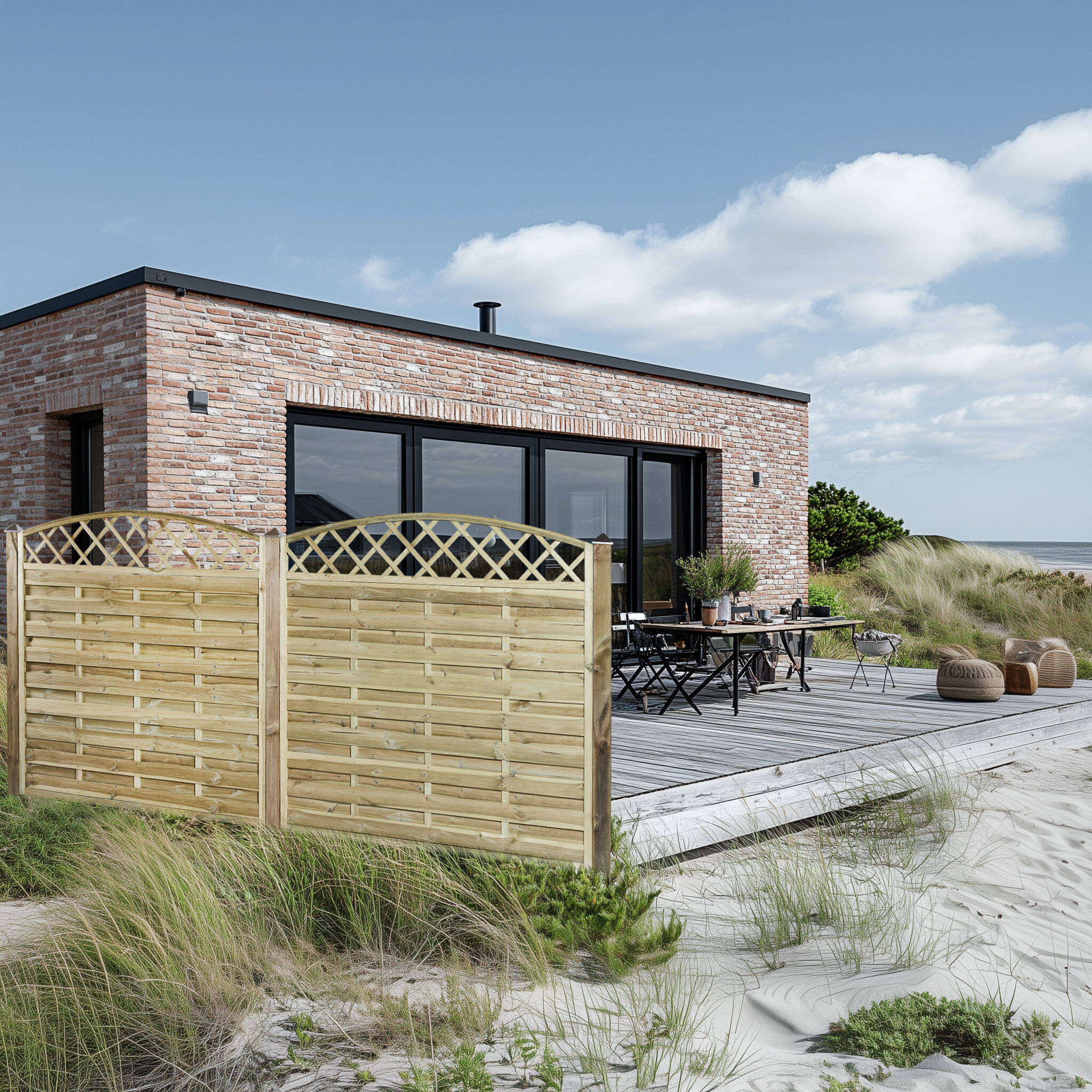 Tæthegn med espalier 180 x 165/180 cm, trykimprægneret, NORDIC FENCE, SOLID