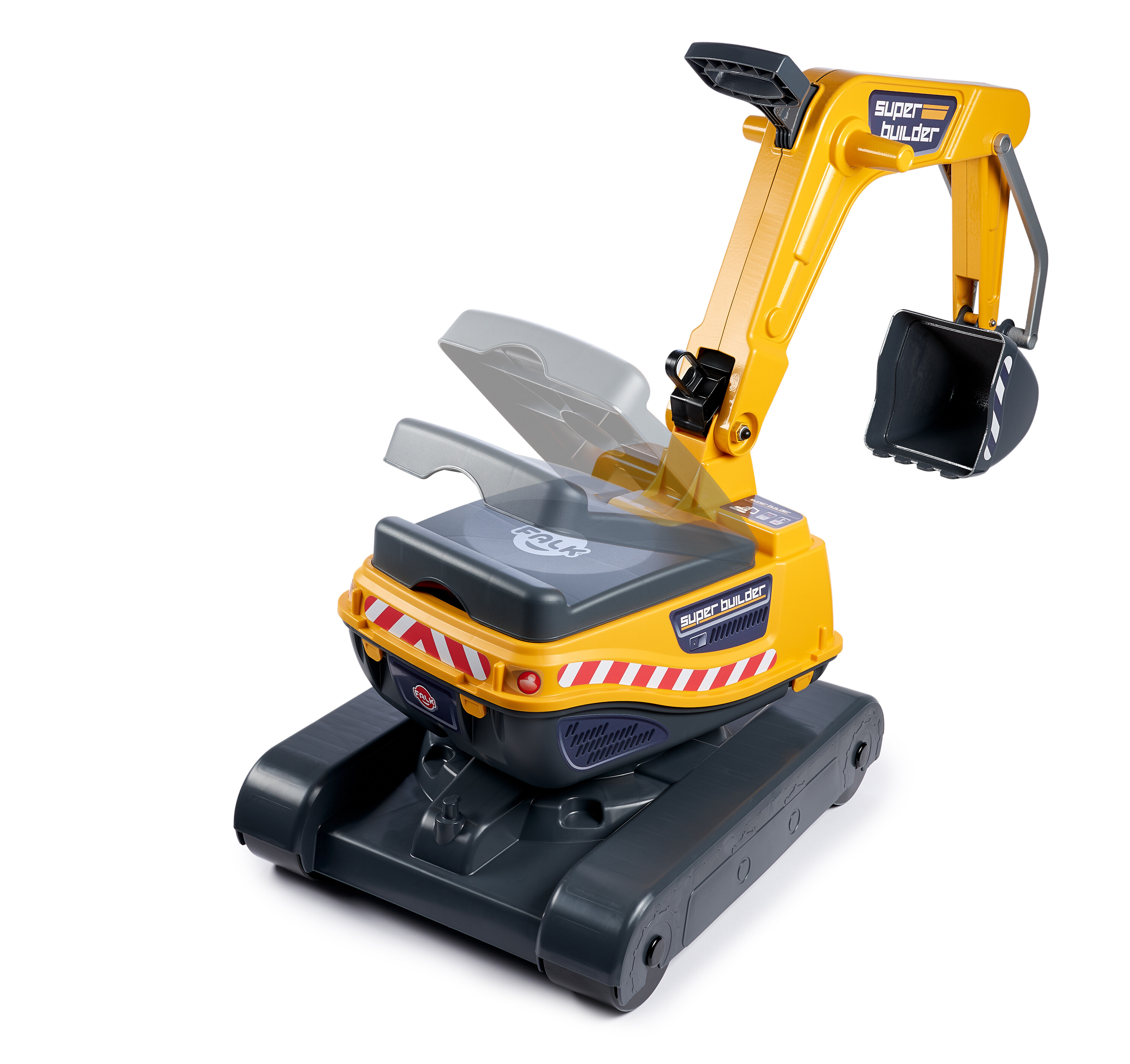 Super Builder excavator fully articulated with opening seat, trailer with sieves and sand playset FALK