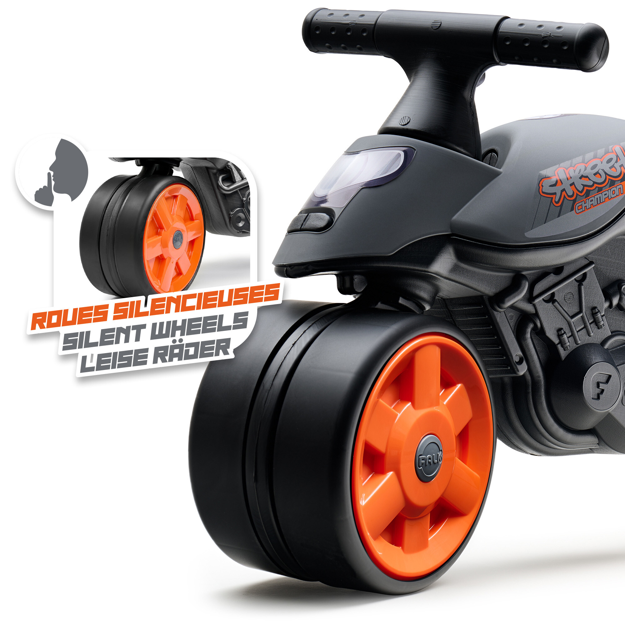 Street Champion motorcykel m/EVA hjul, sort FALK