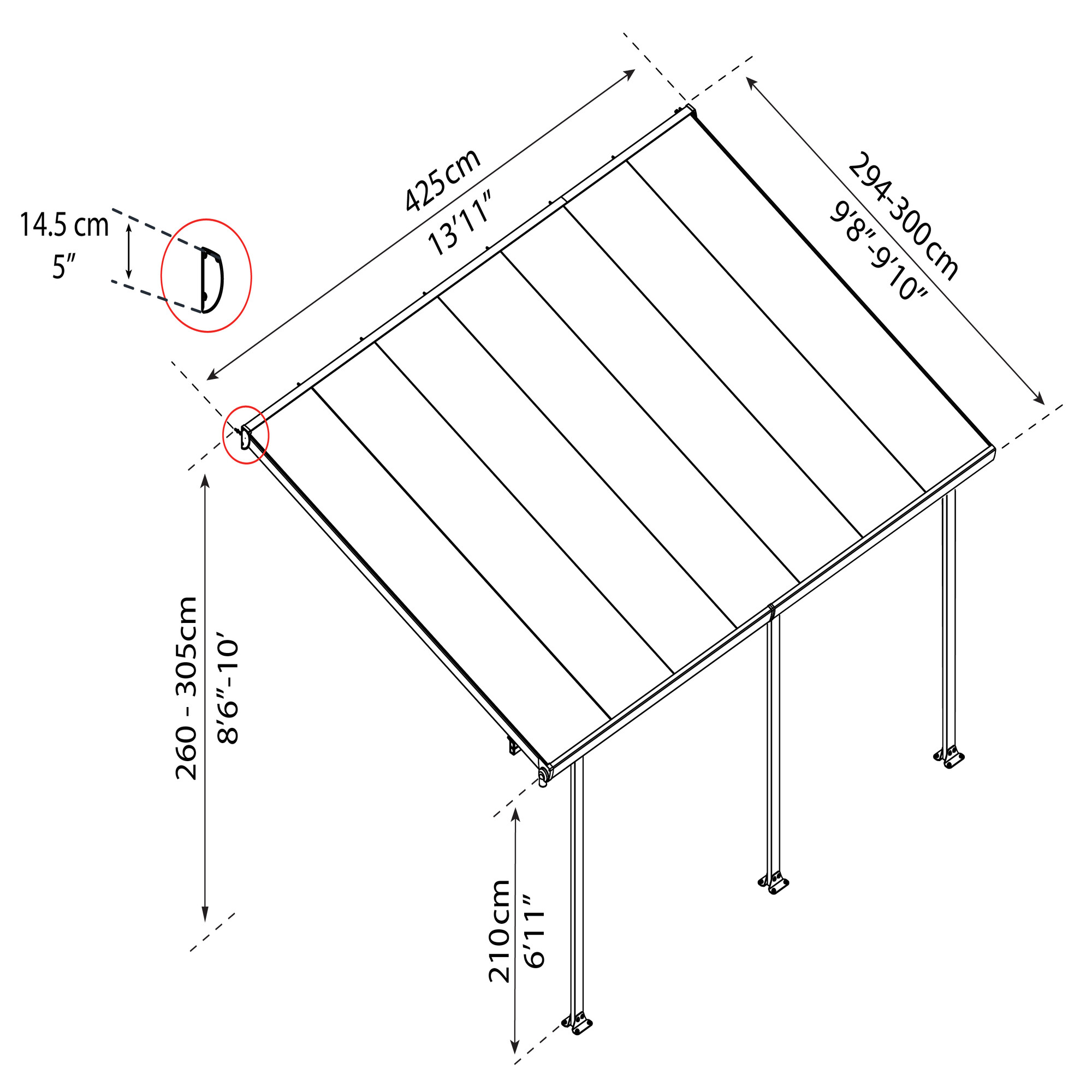 Terrasseoverdækning Feria 12,5 m2, hvid Palram - Canopia