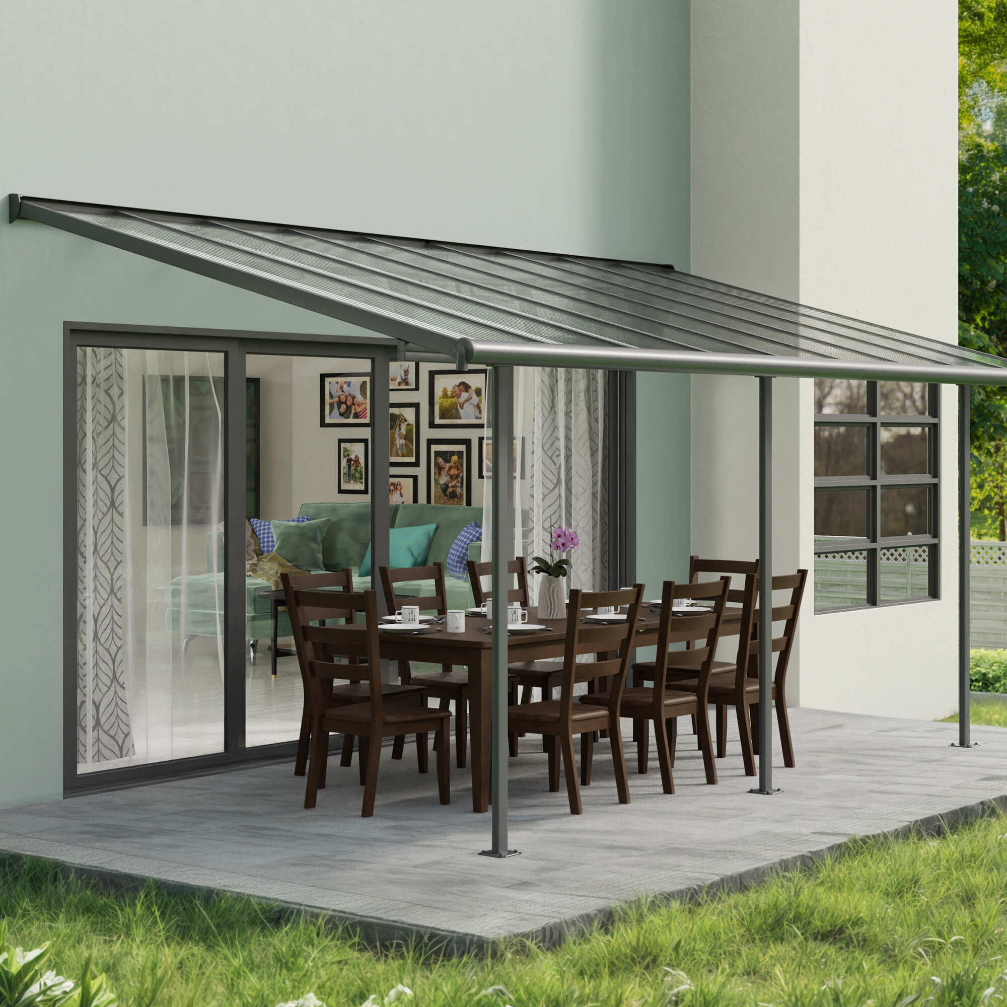 Terrasseoverdækning Sierra 3x5,55m (16,4 m2), antracitgrå Palram - Canopia