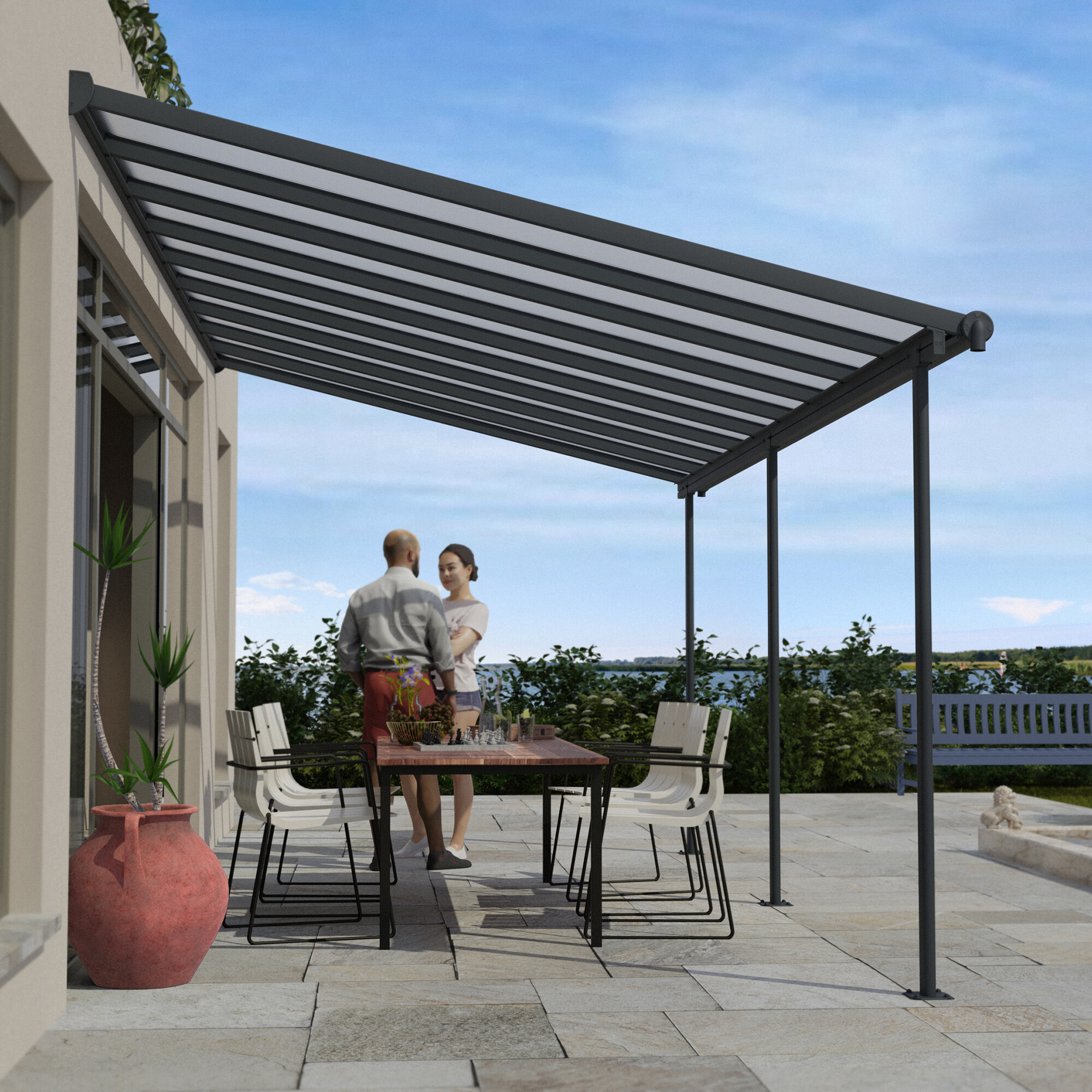 Terrasseoverdækning Sierra 3x5,55m (16,4 m2), antracitgrå Palram - Canopia