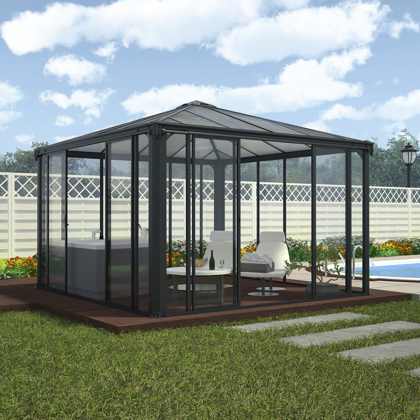 Pavillon lukket Ledro 3000, antracitgrå Palram - Canopia