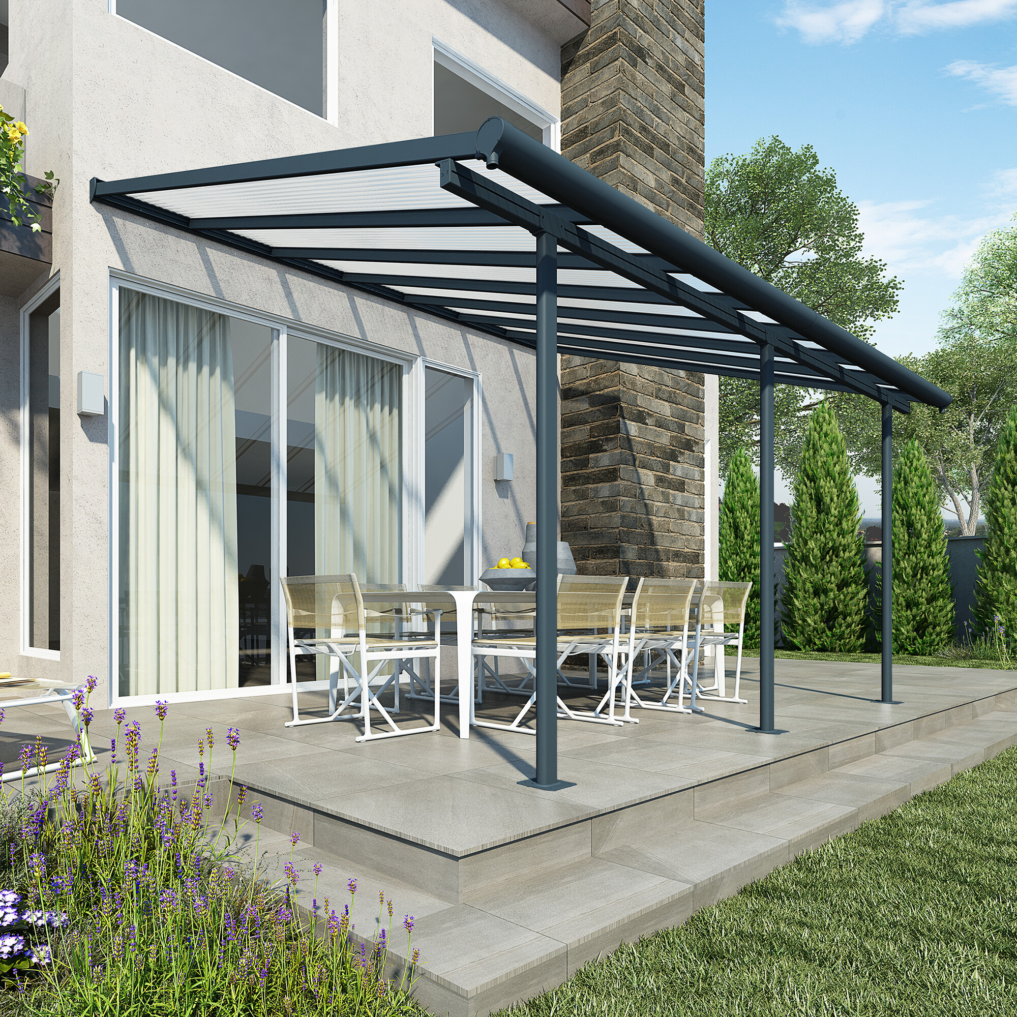 Terrasseoverdækning Sierra 3x4,34m (12,8 m2), antracitgrå Palram - Canopia