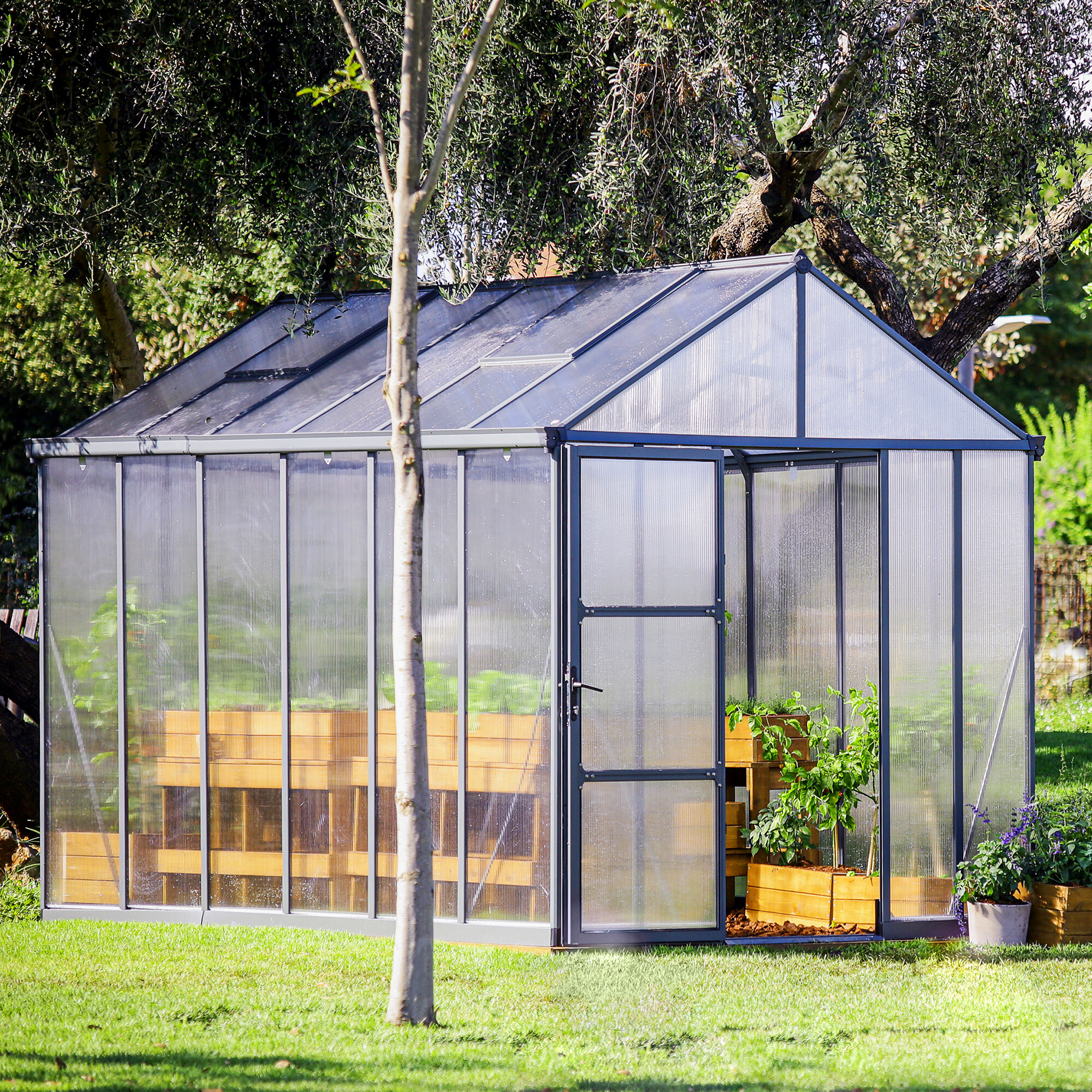 Drivhus Glory 9,2 m2 grå Palram - Canopia