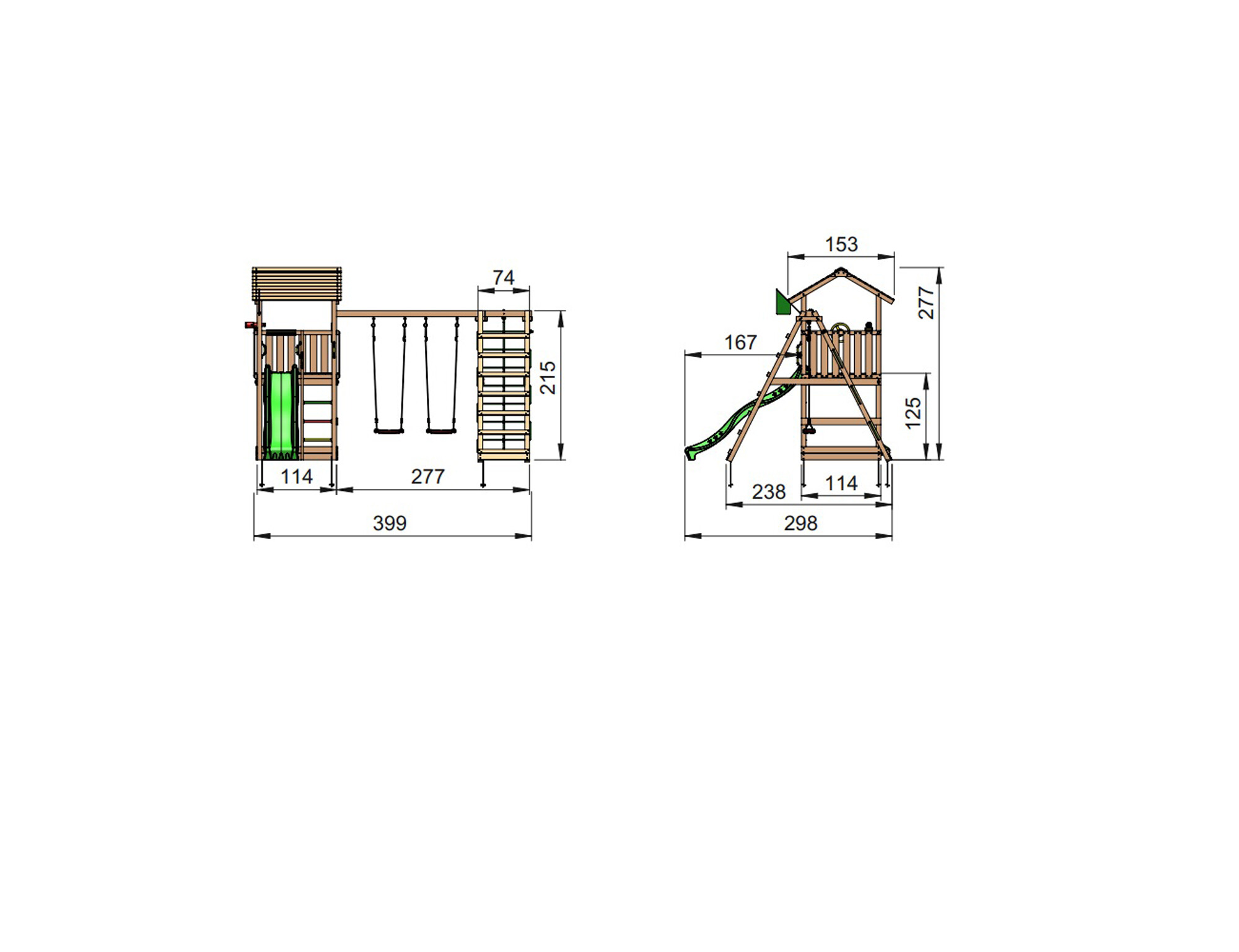 Legetårn Jungle Gym Casa 2.1, m/2-Climb Module 220 ekskl. rutschebane