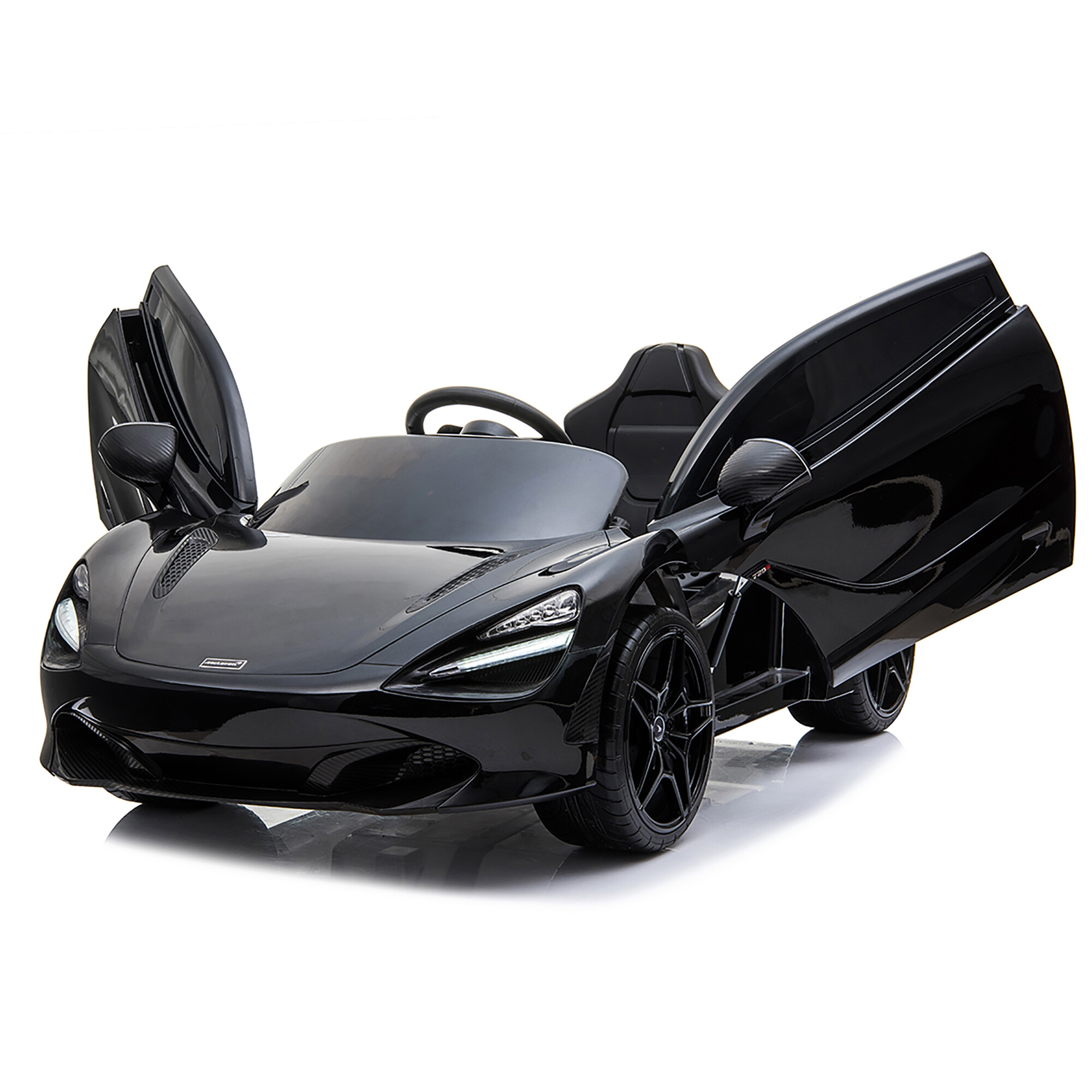 McLaren 720S electric car 12V with EVA tires and leather seat, black NORDIC PLAY