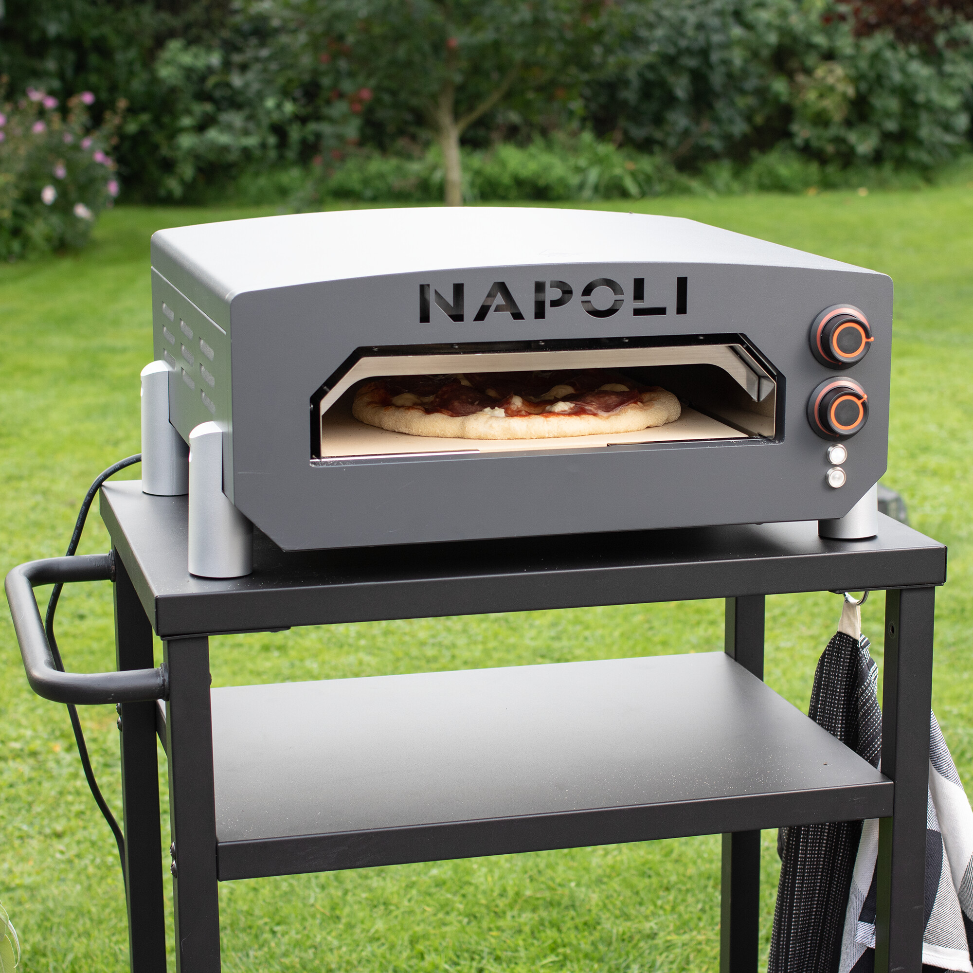 NAPOLI 13” elektrisk pizzaovn, cover, spade og termometer