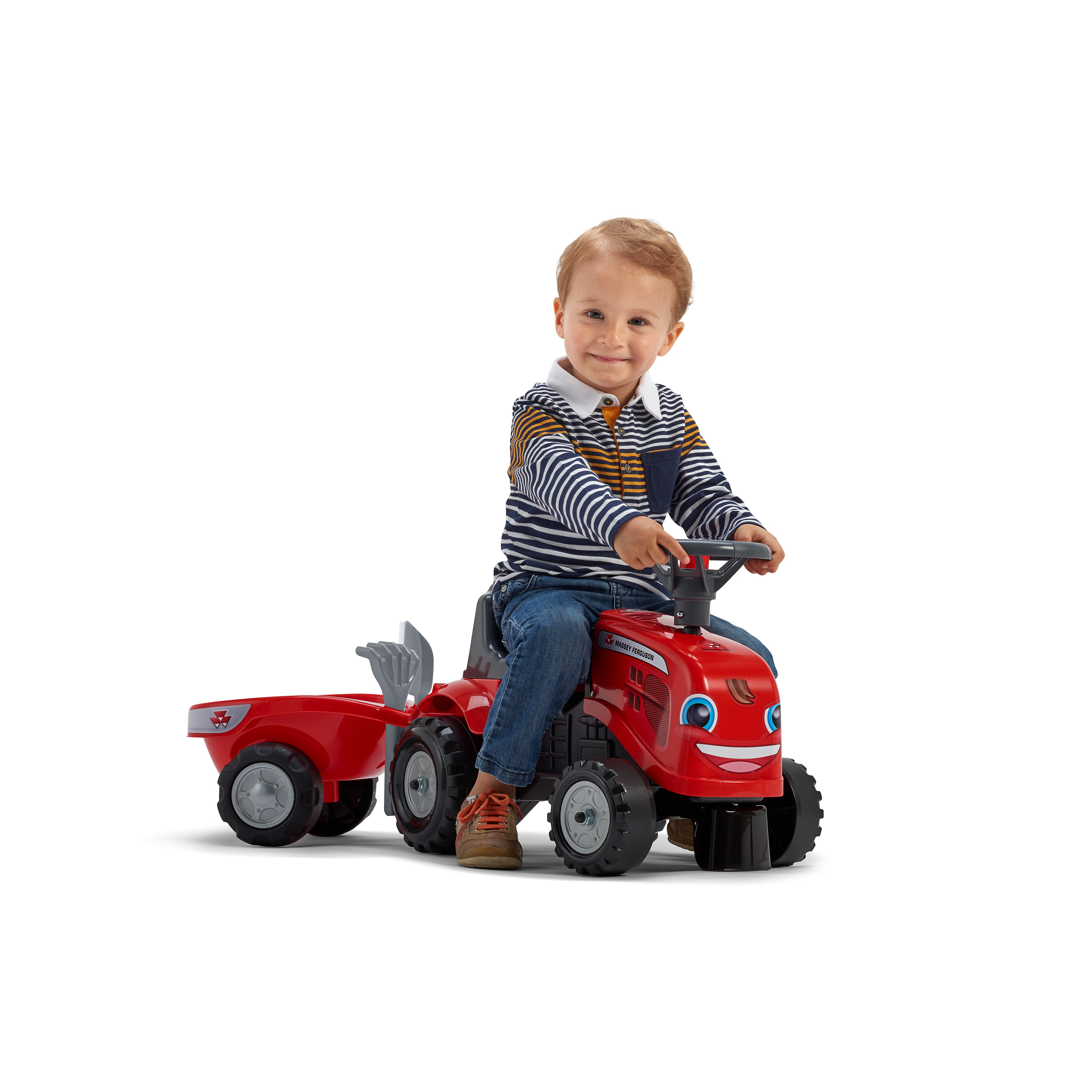 Traktor m. trailer, rive og skovl Baby Massey Ferguson FALK