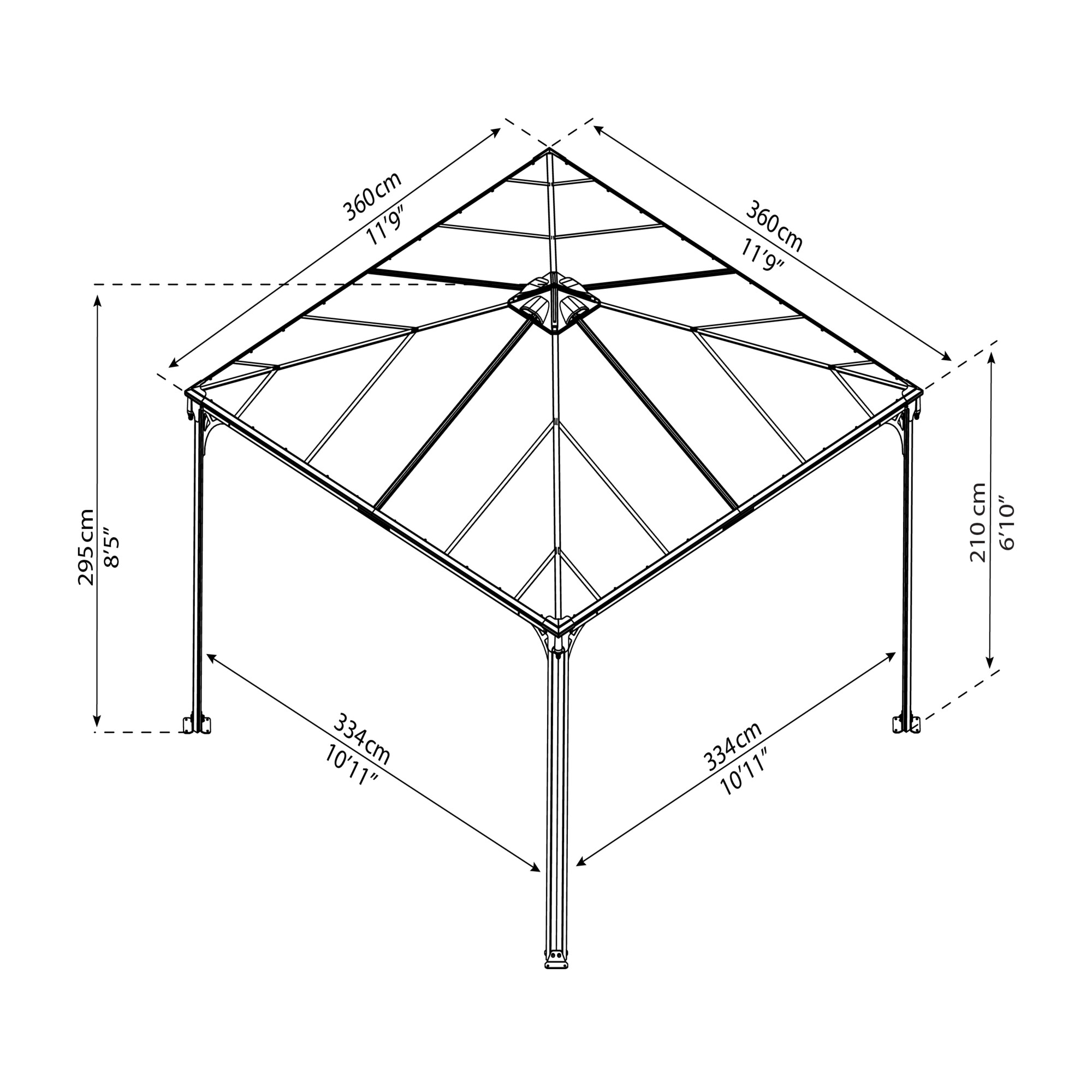 Pavillon Palermo 3600, antracitgrå - 7016 Palram - Canopia