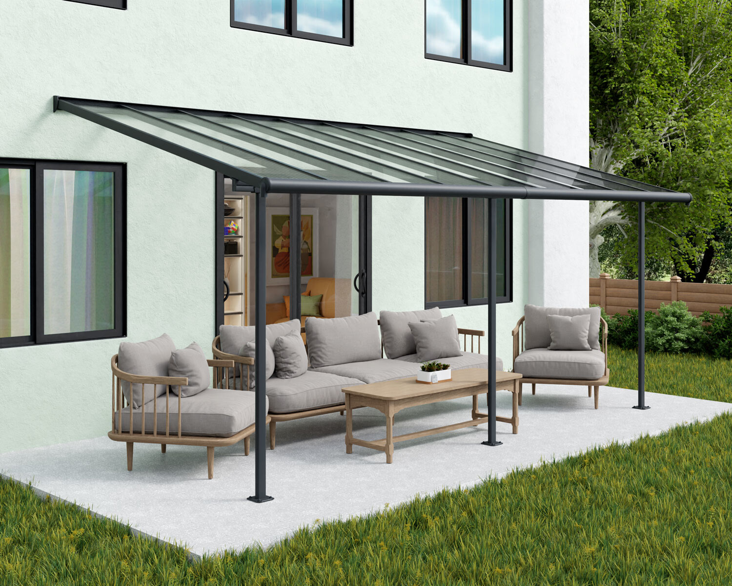 Terrasseoverdækning Sierra 3x6,19m (18,3 m2), antracitgrå Palram - Canopia