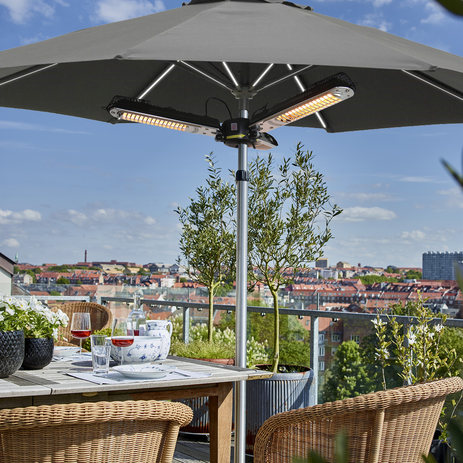 Terrassevarmer 2000W parasol HORTUS, sort