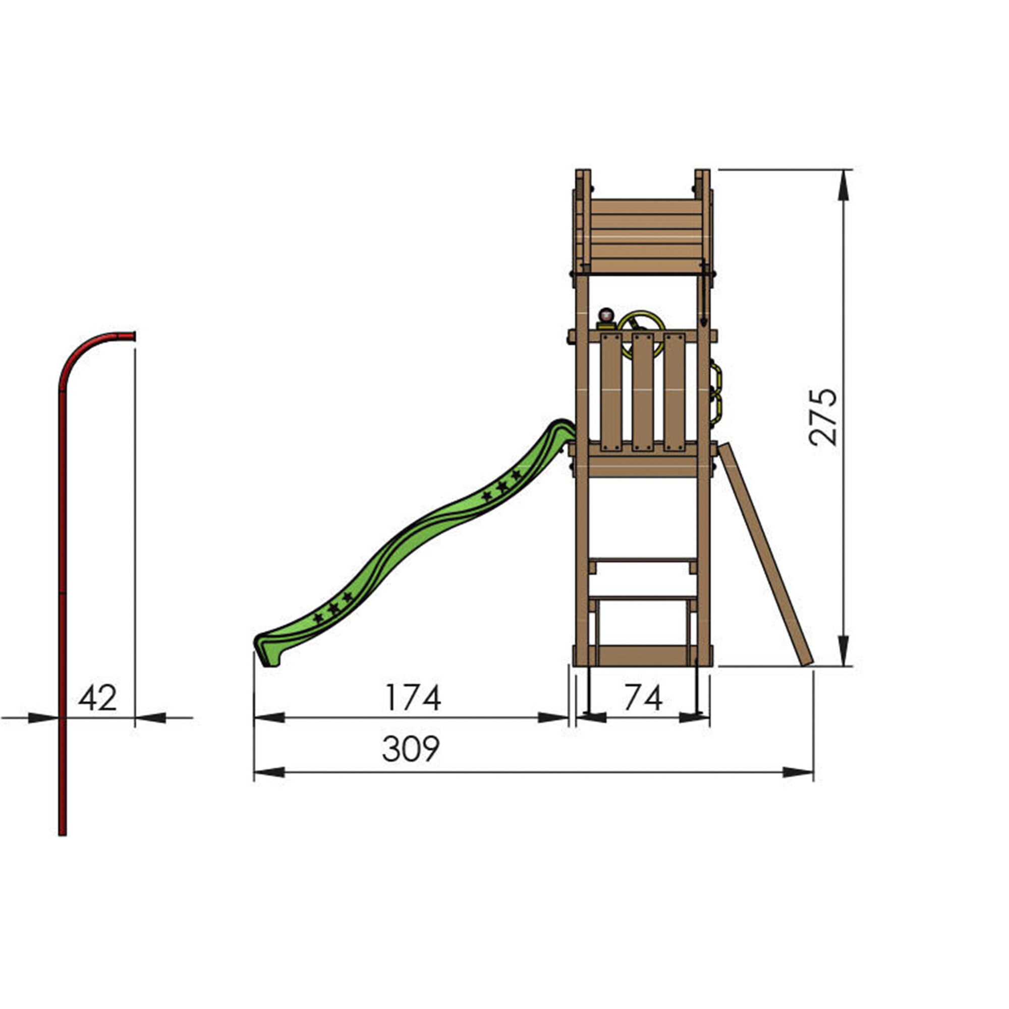 Legetårn Jungle Gym Totem m/rød rutschebane