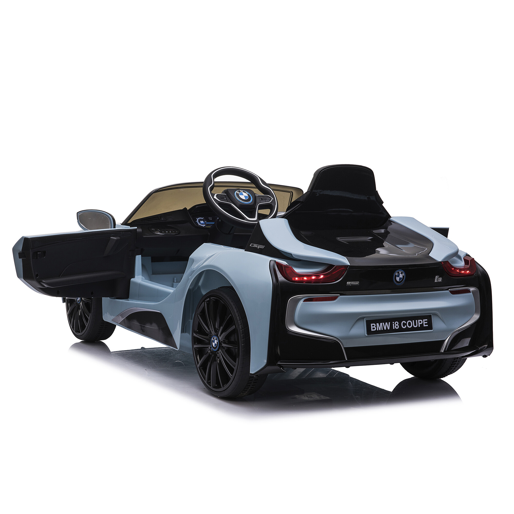 Elbil BMW I8 licens 12V med EVA hjul NORDIC PLAY