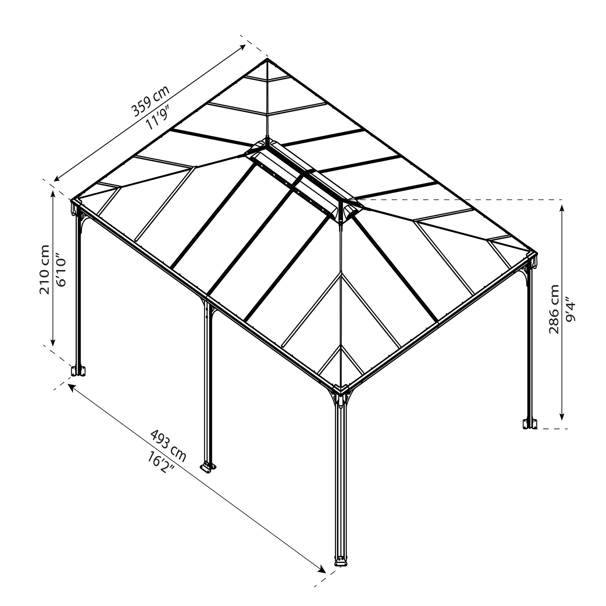 Pavillon Martinique 5000, antracitgrå Palram - Canopia