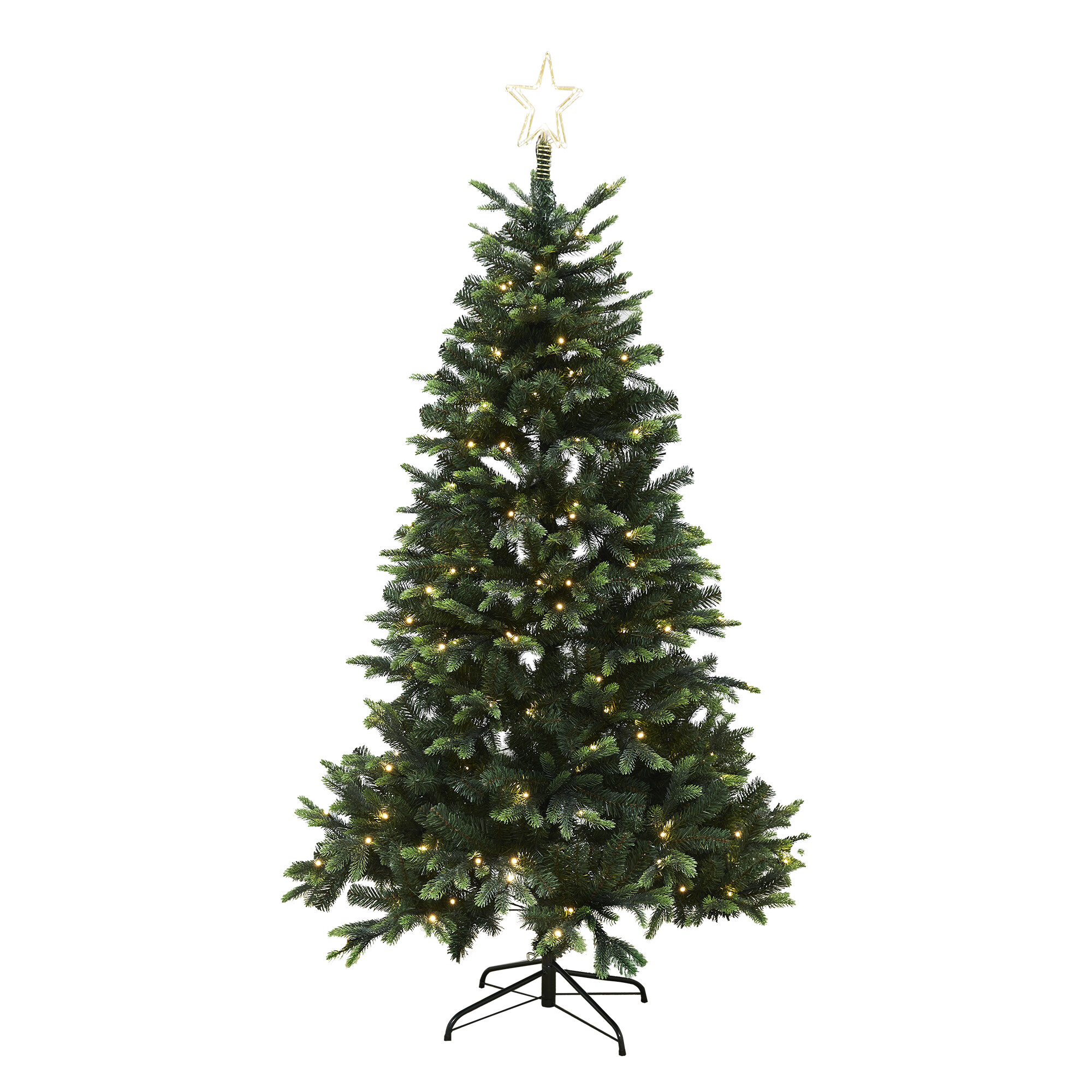 Julgran plast PE/PVC "LIFA", Klass A+, 210x142 cm m/LED och stjärna