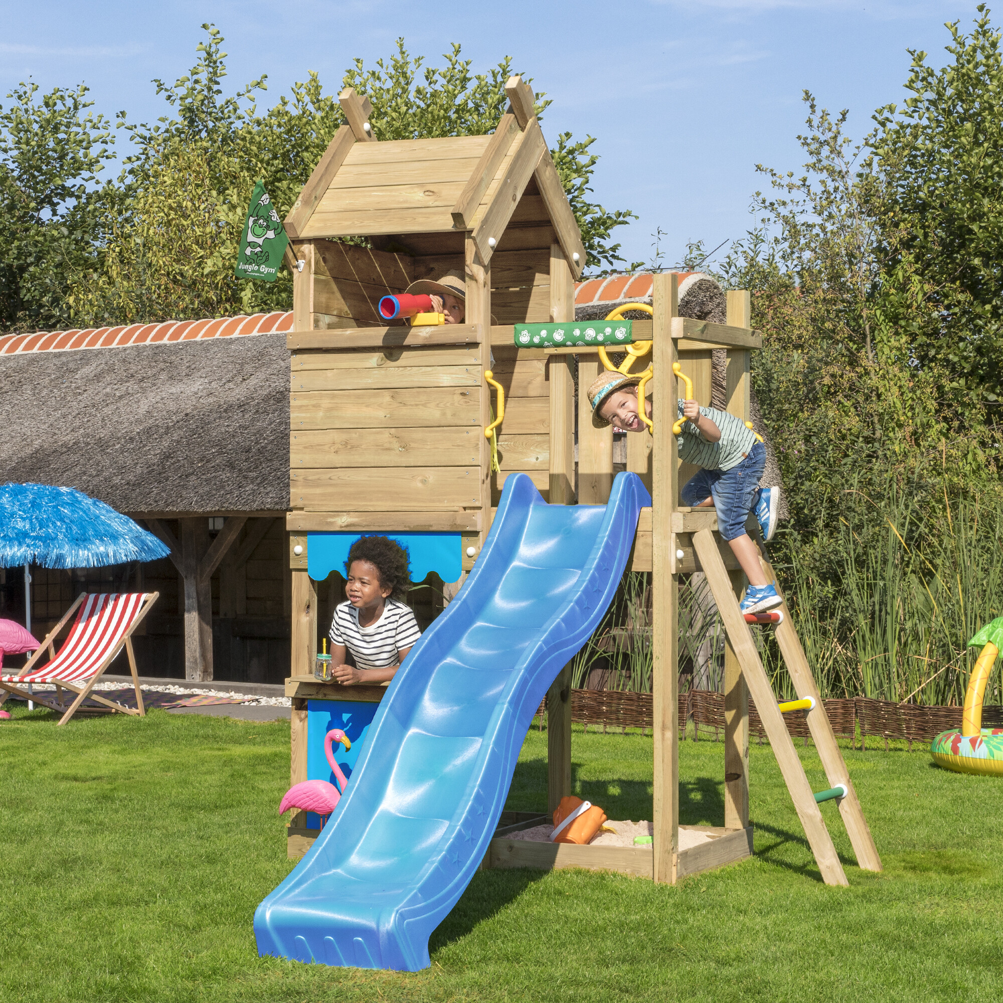 Legetårn Jungle Gym Resort m/blå rutschebane