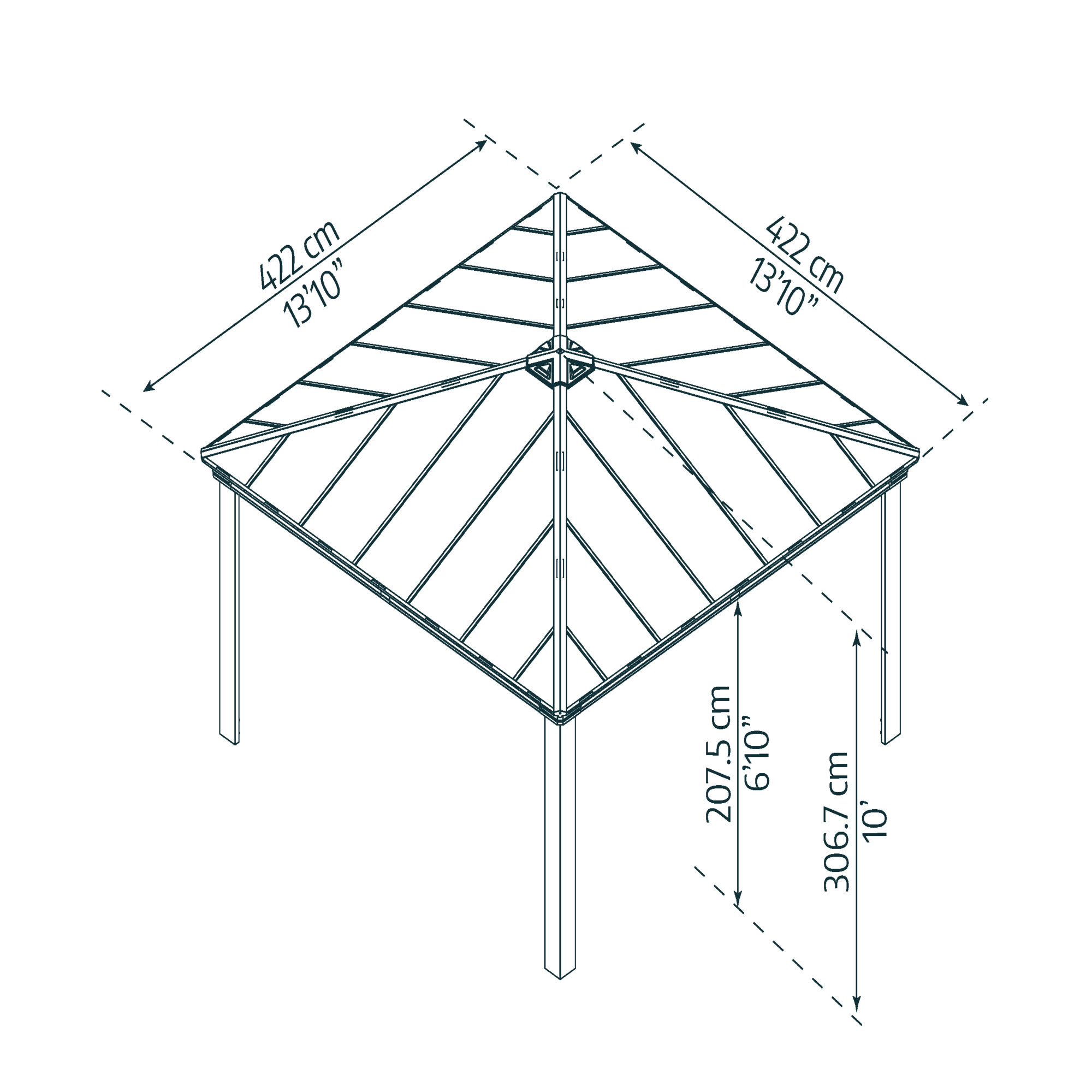 Pavillon Dallas 4,2 x 4,2 meter antracitgrå Palram - Canopia