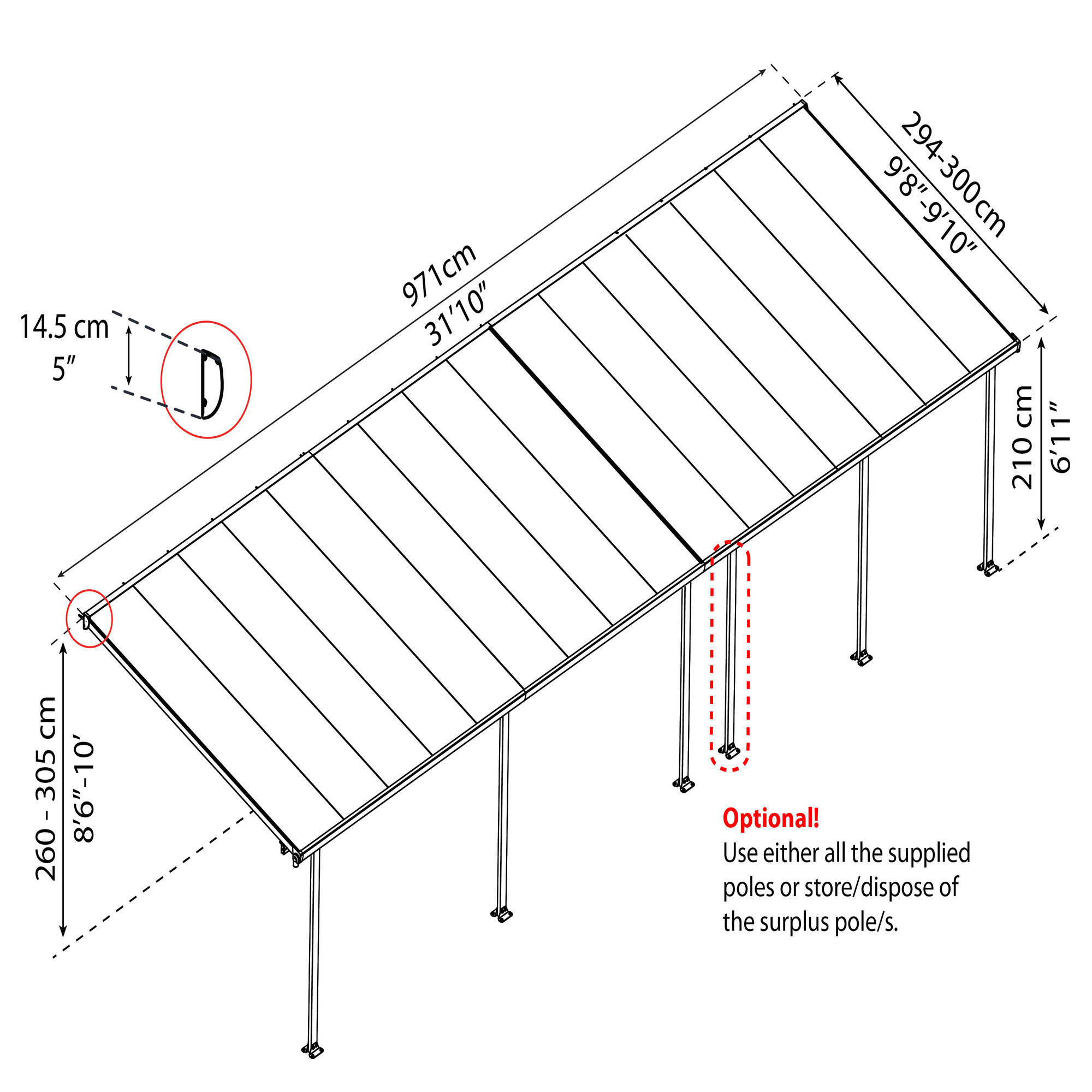 Terrasseoverdækning Feria 28,5 m2, hvid Palram - Canopia