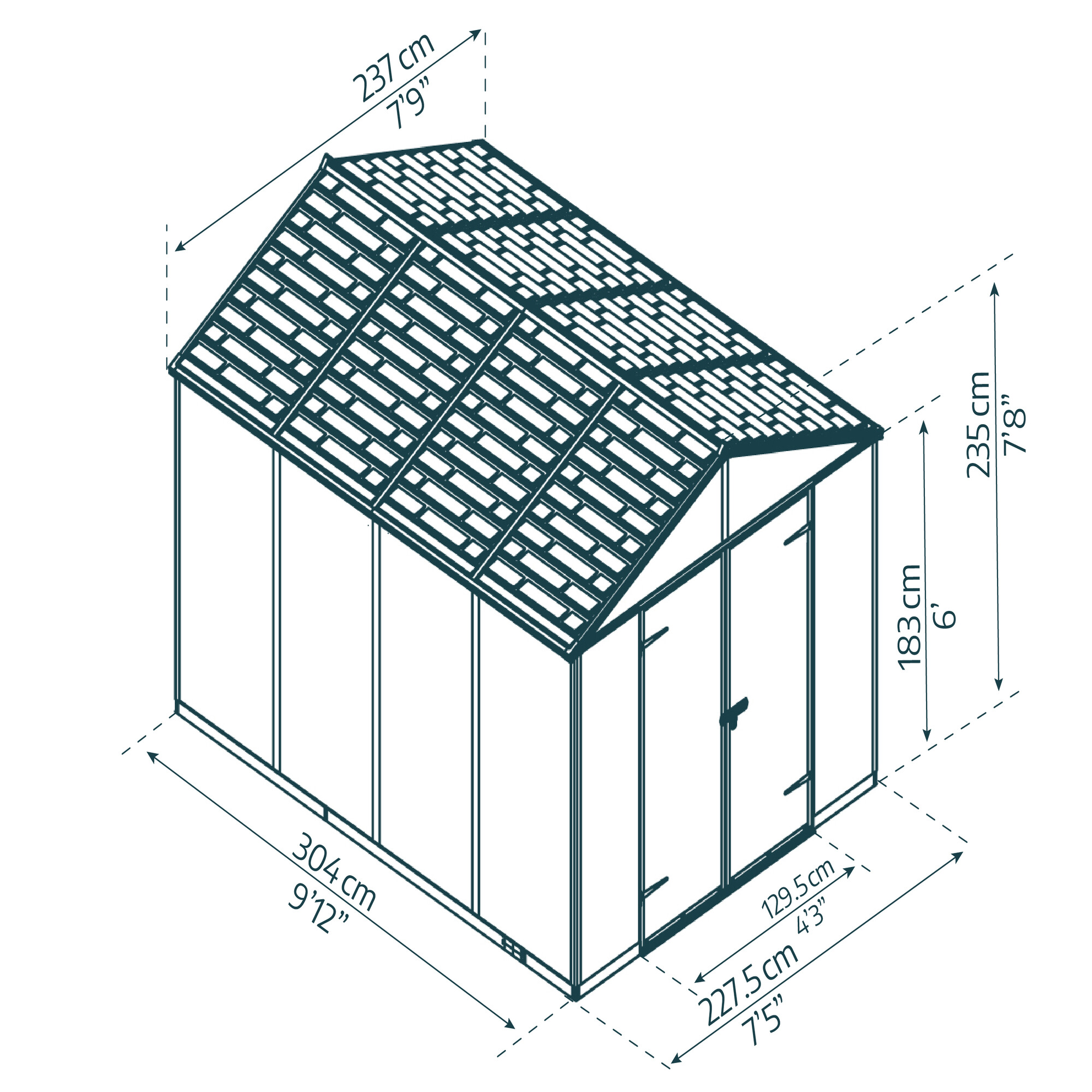 Skur Rubicon 7,2 m2 mørkegrå Palram - Canopia