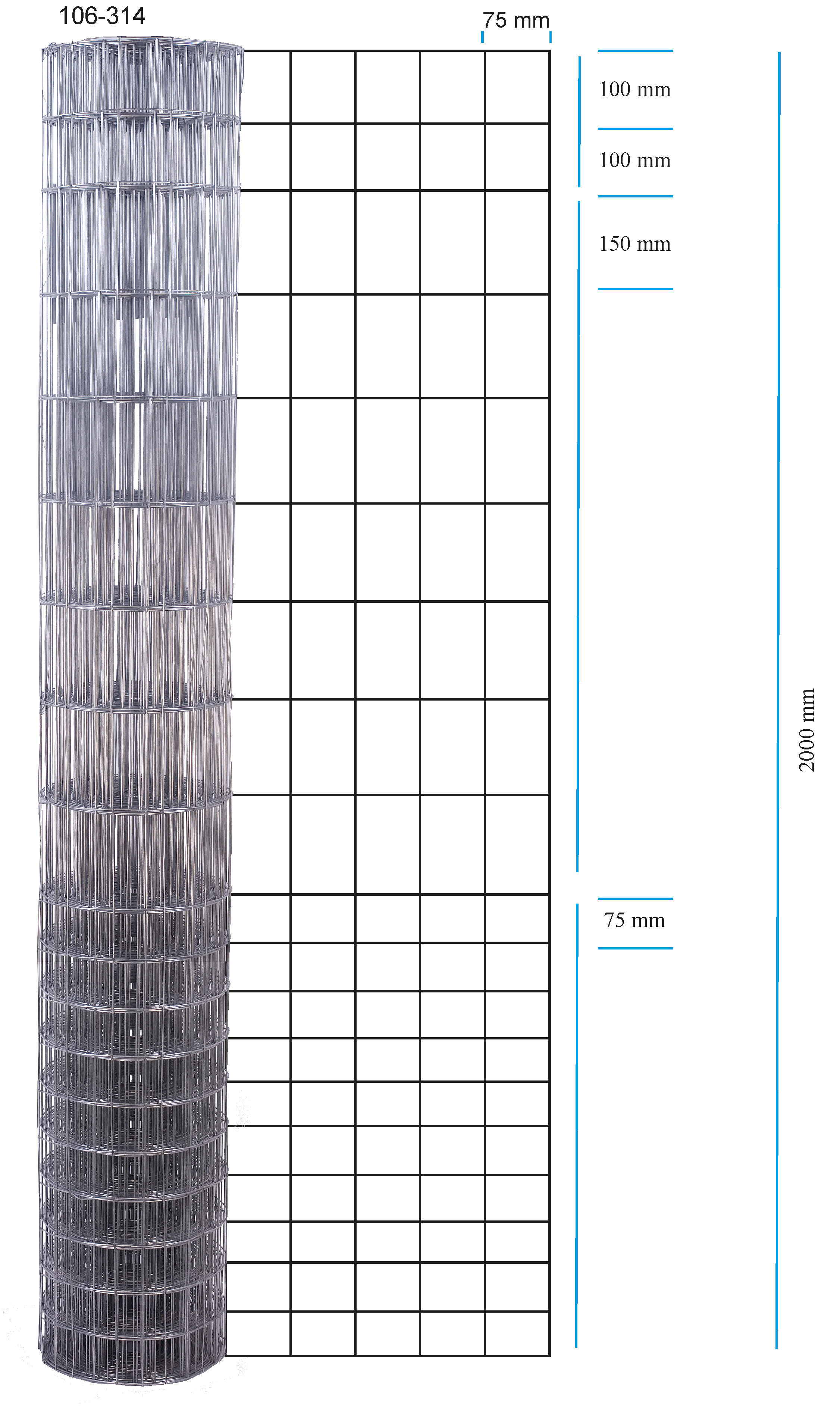 Hundehegn galvaniseret 200 cm x 20 m