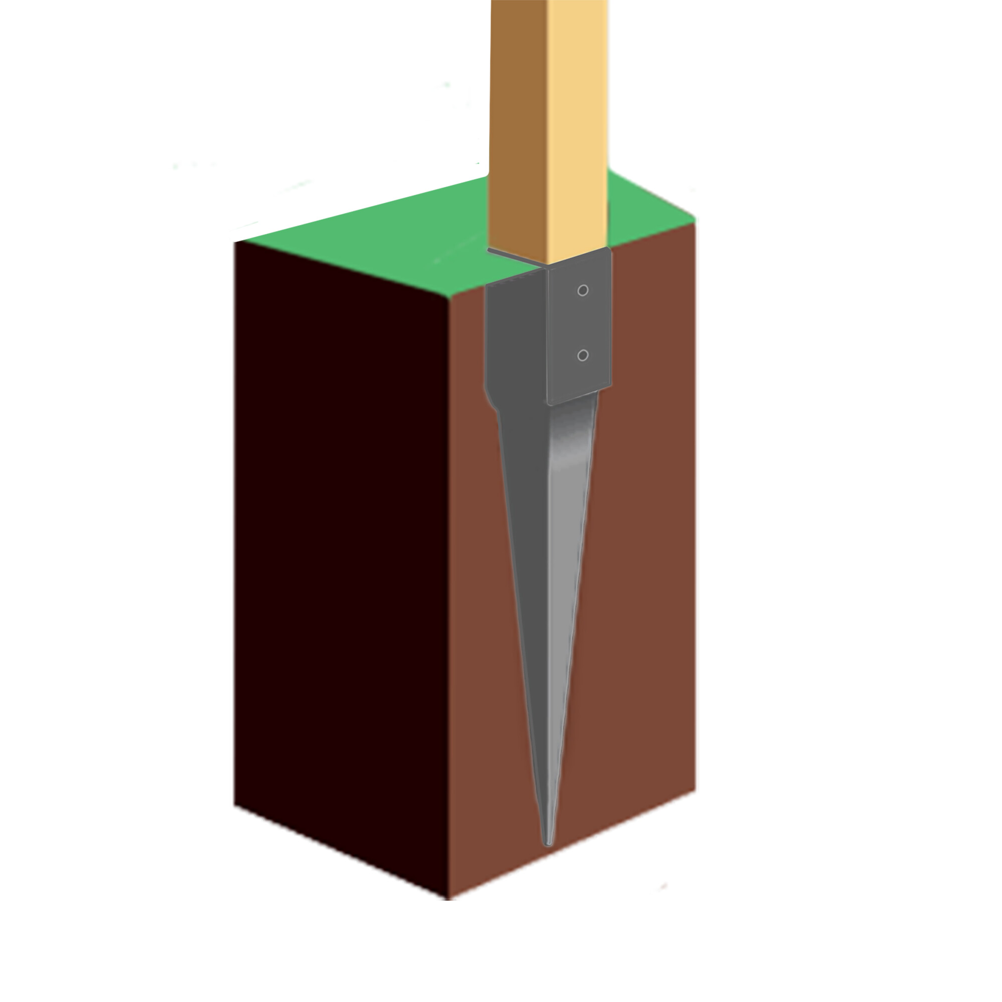 Stolpespyd galv. 76 x 76 mm, L: 750 mm