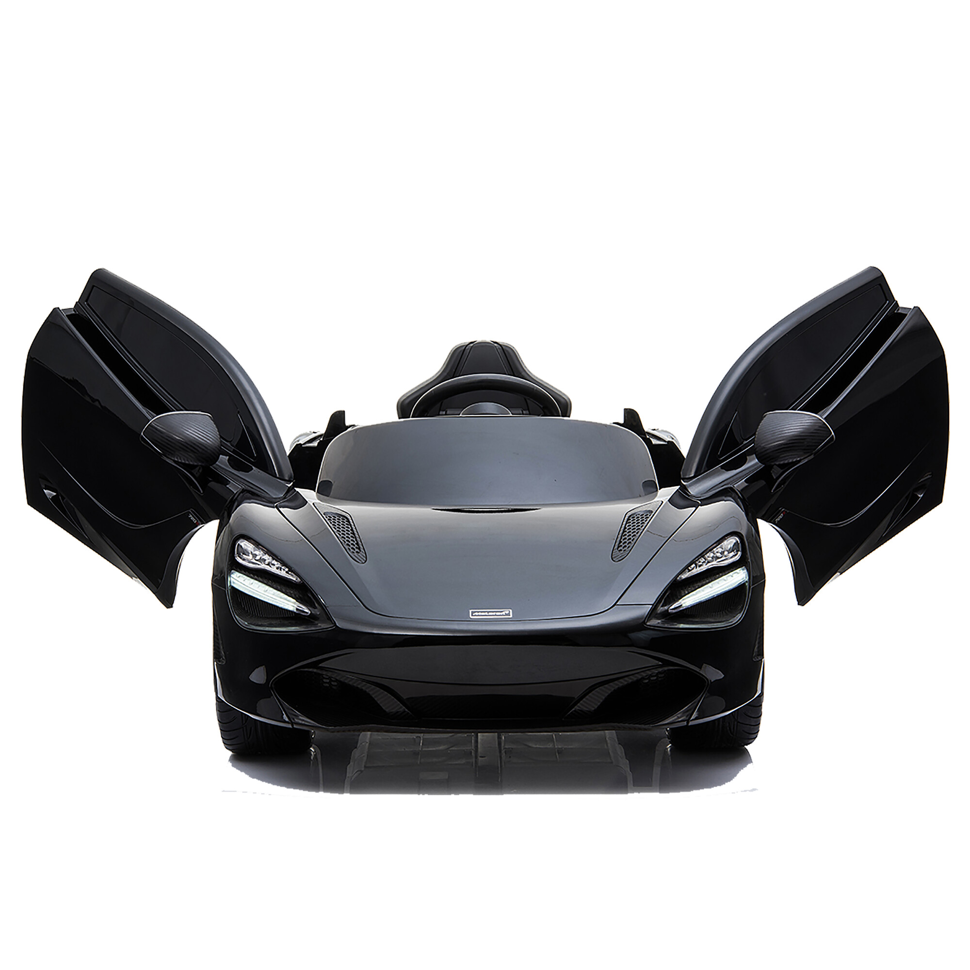McLaren 720S electric car 12V with EVA tires and leather seat, black NORDIC PLAY