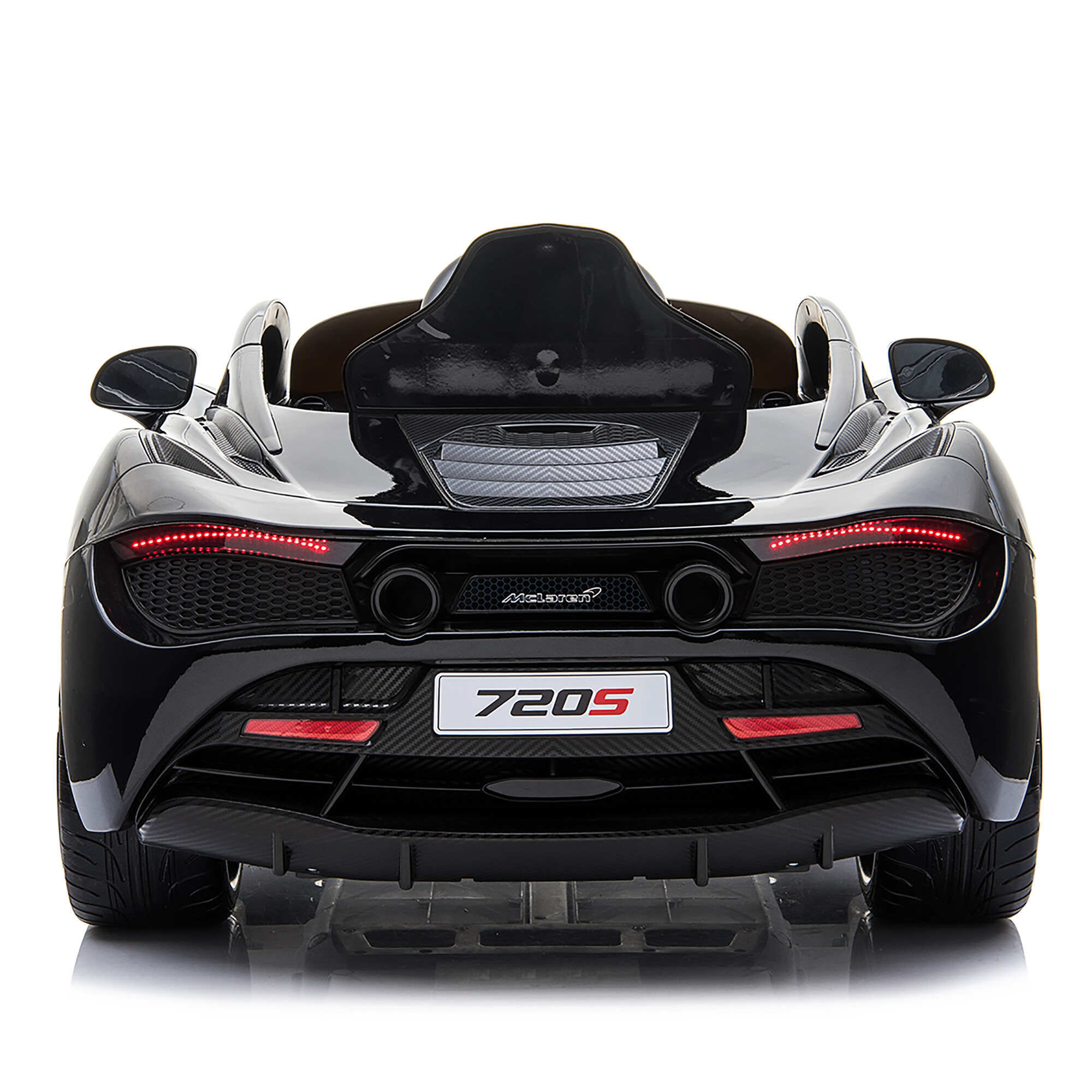 McLaren 720S electric car 12V with EVA tires and leather seat, black NORDIC PLAY