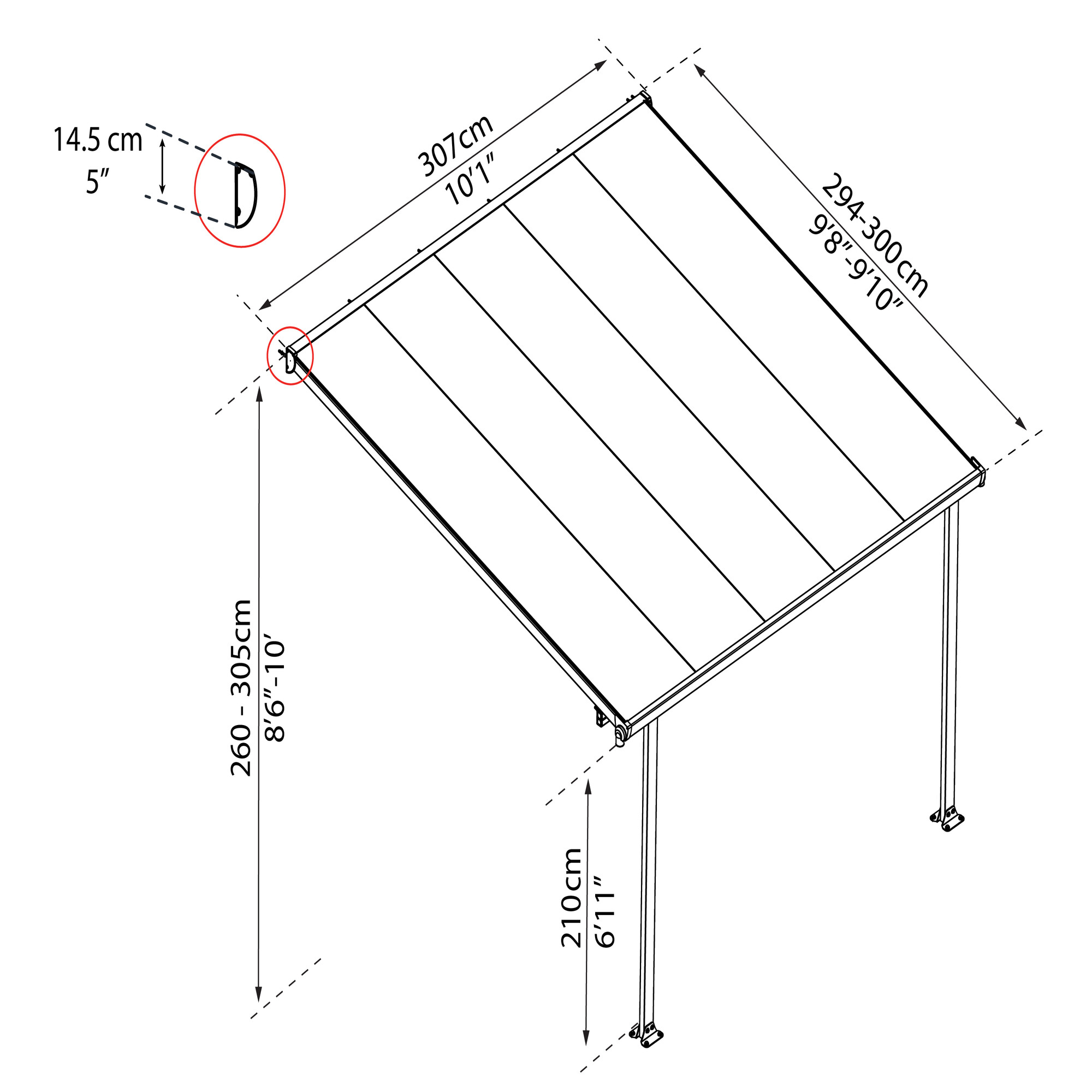 Terrasseoverdækning Feria 9,0 m2, hvid Palram - Canopia