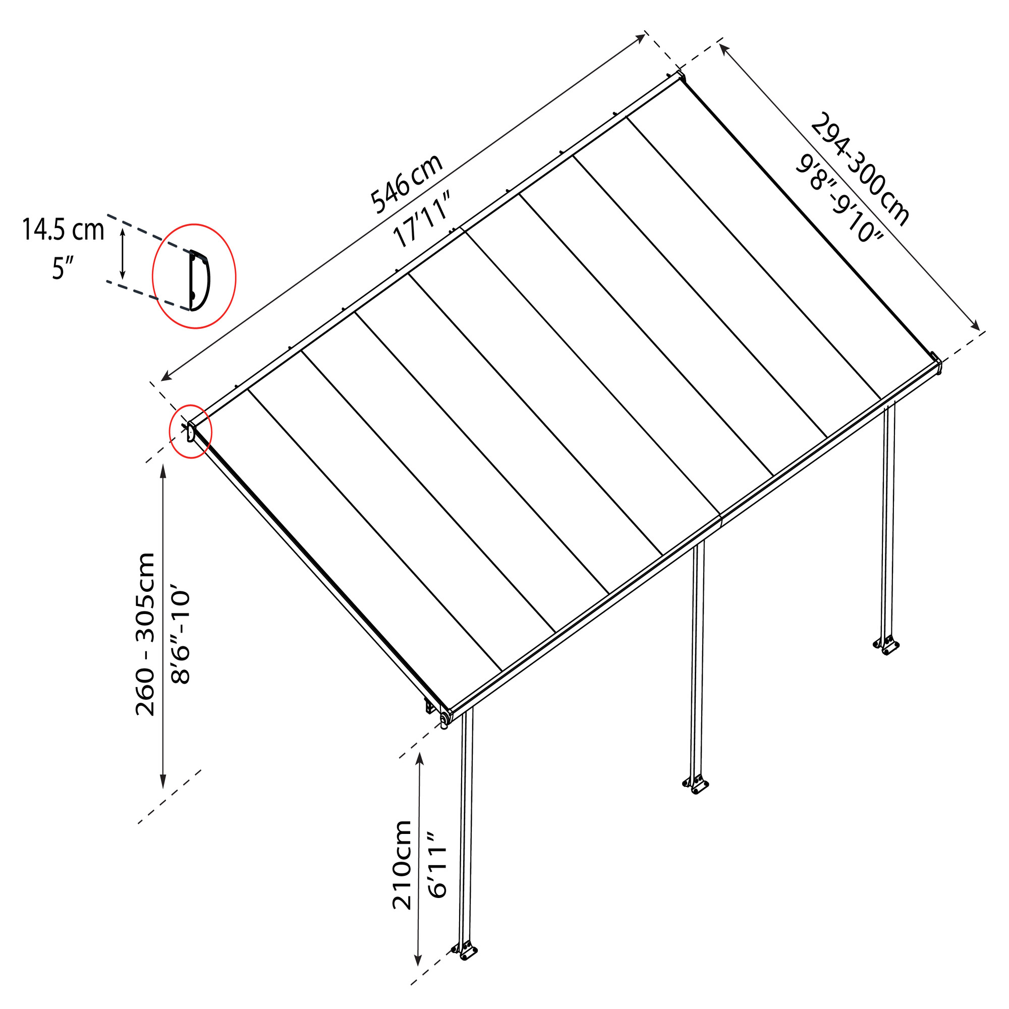 Terrasseoverdækning Feria 16,1 m2, hvid Palram - Canopia