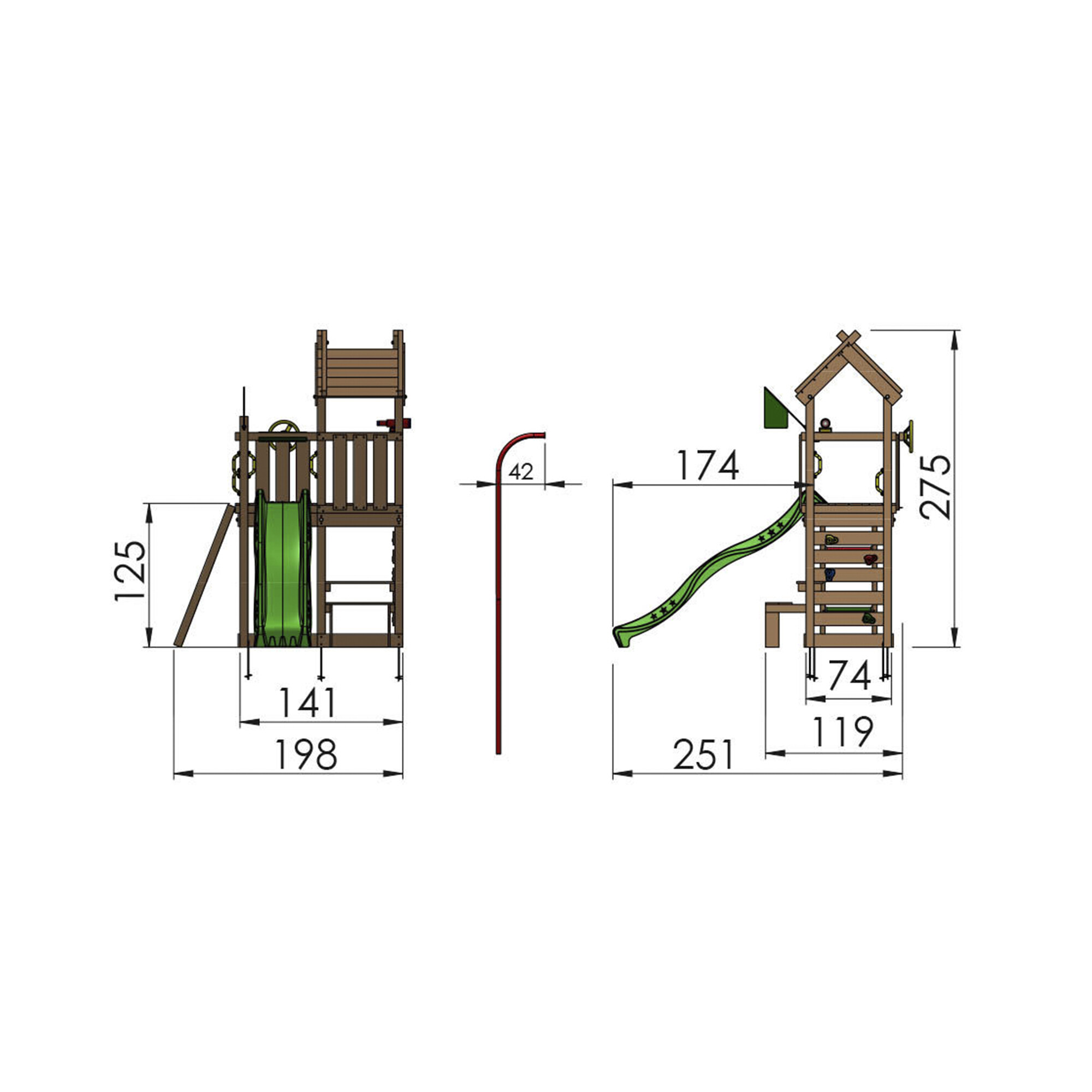 Legetårn Jungle Gym Teepee m/gul rutschebane