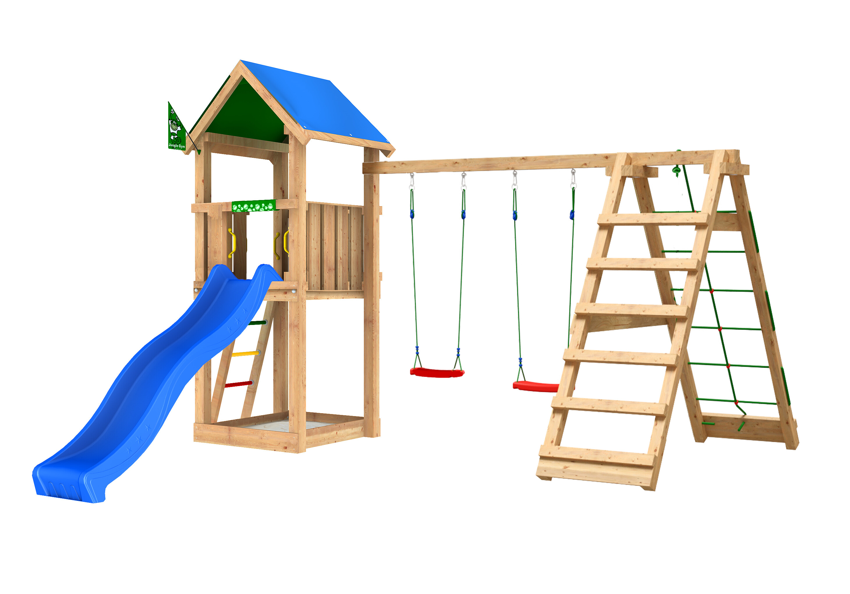 Legetårn Jungle Gym Castle 2.1, m/2-Swing Module 220 ekskl. rutschebane