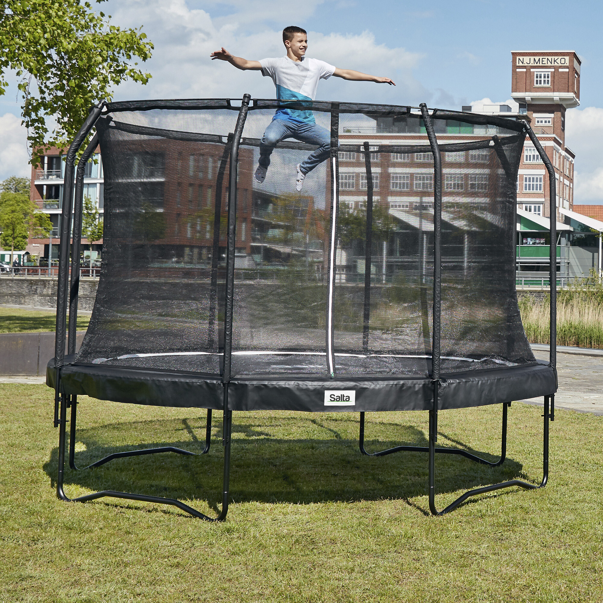 Trampolin Premium Black Edition Ø396 cm, sort inkl. sikkerhedsnet Salta