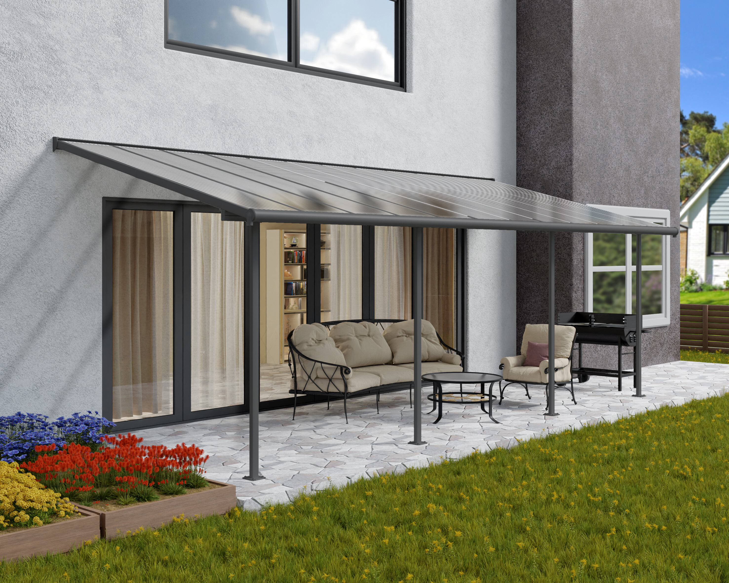 Terrasseoverdækning Sierra 3x7,39m (21,8 m2), antracitgrå Palram - Canopia