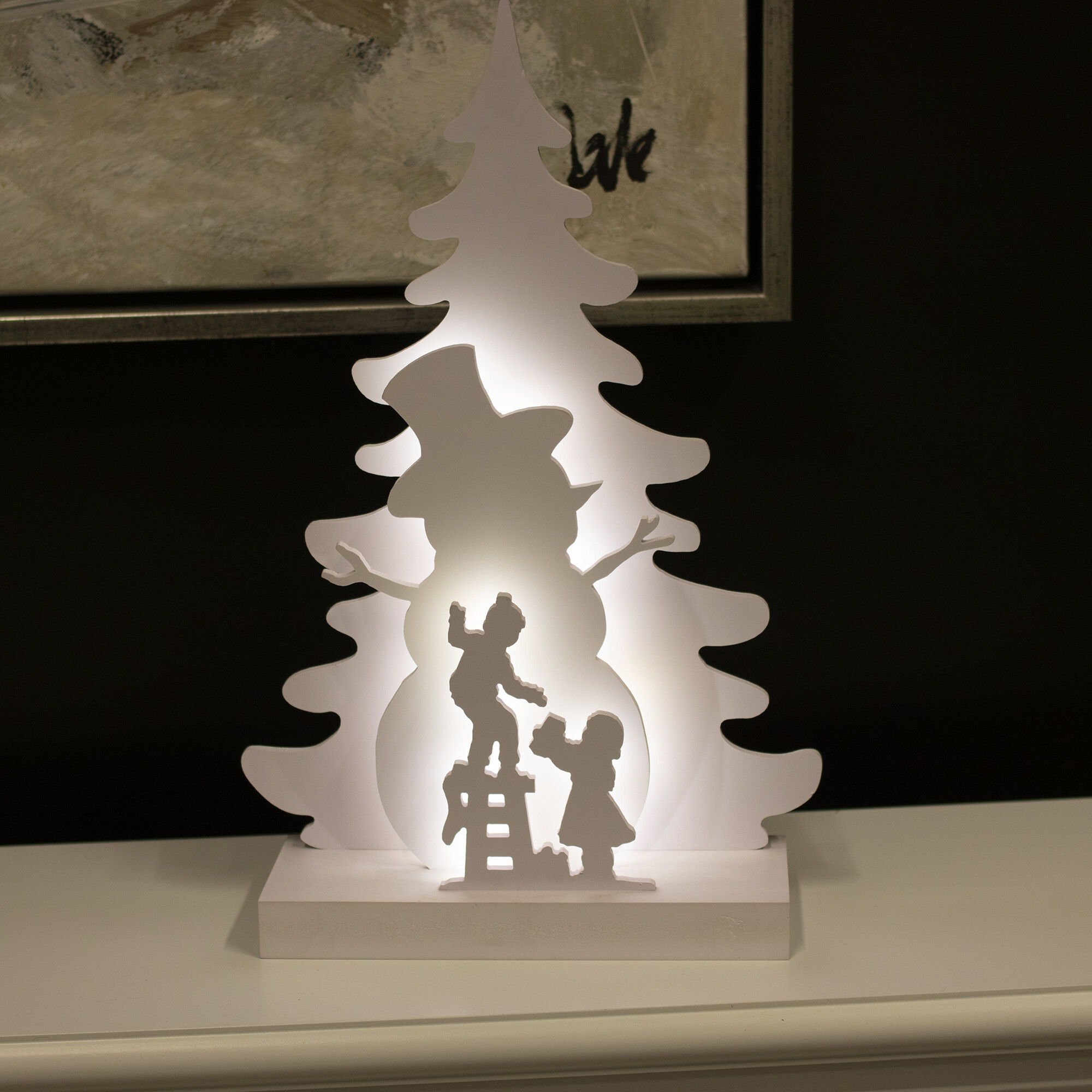 Julesilhuet 3D LED lys med snemand motiv NORDIC WINTER