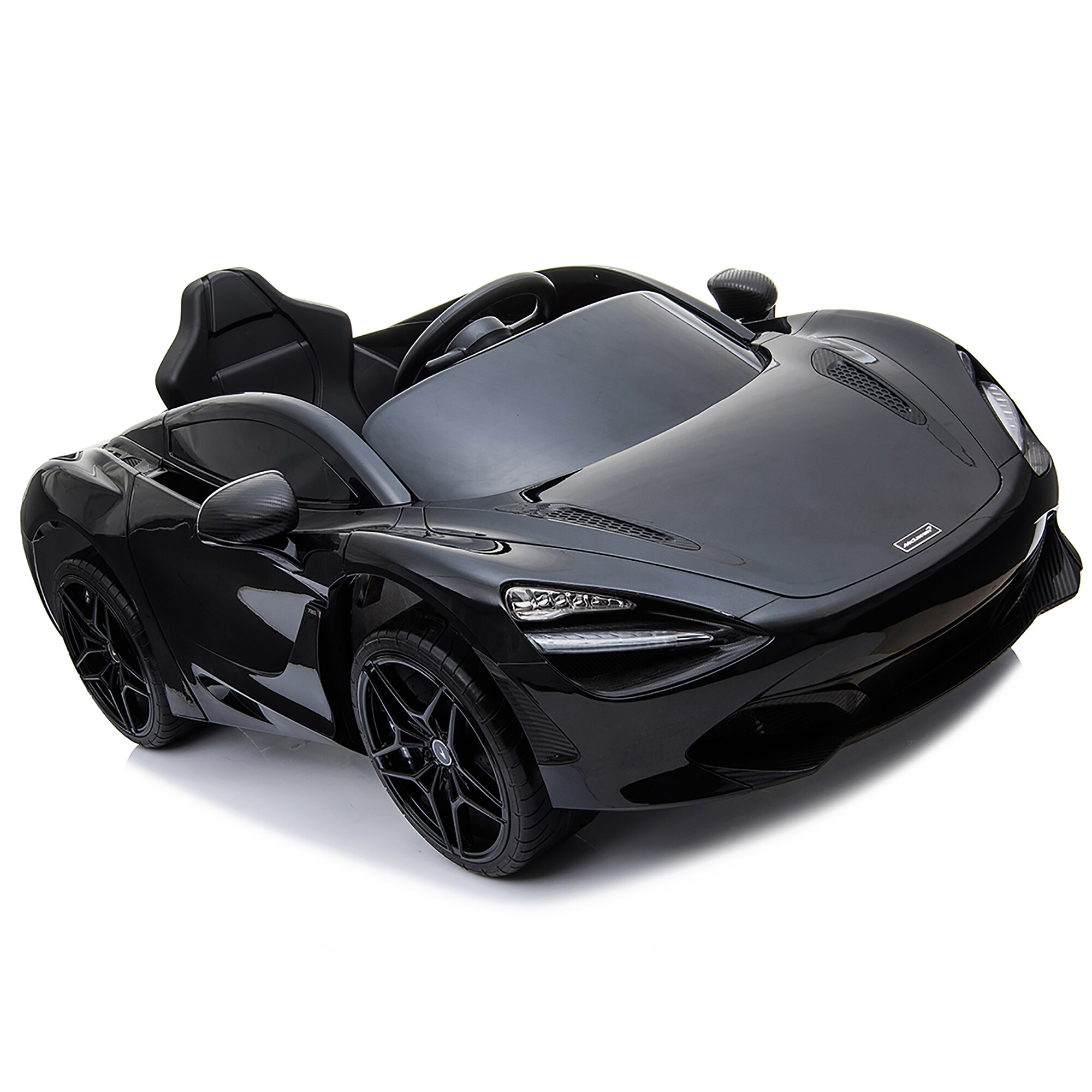 McLaren 720S electric car 12V with EVA tires and leather seat, black NORDIC PLAY