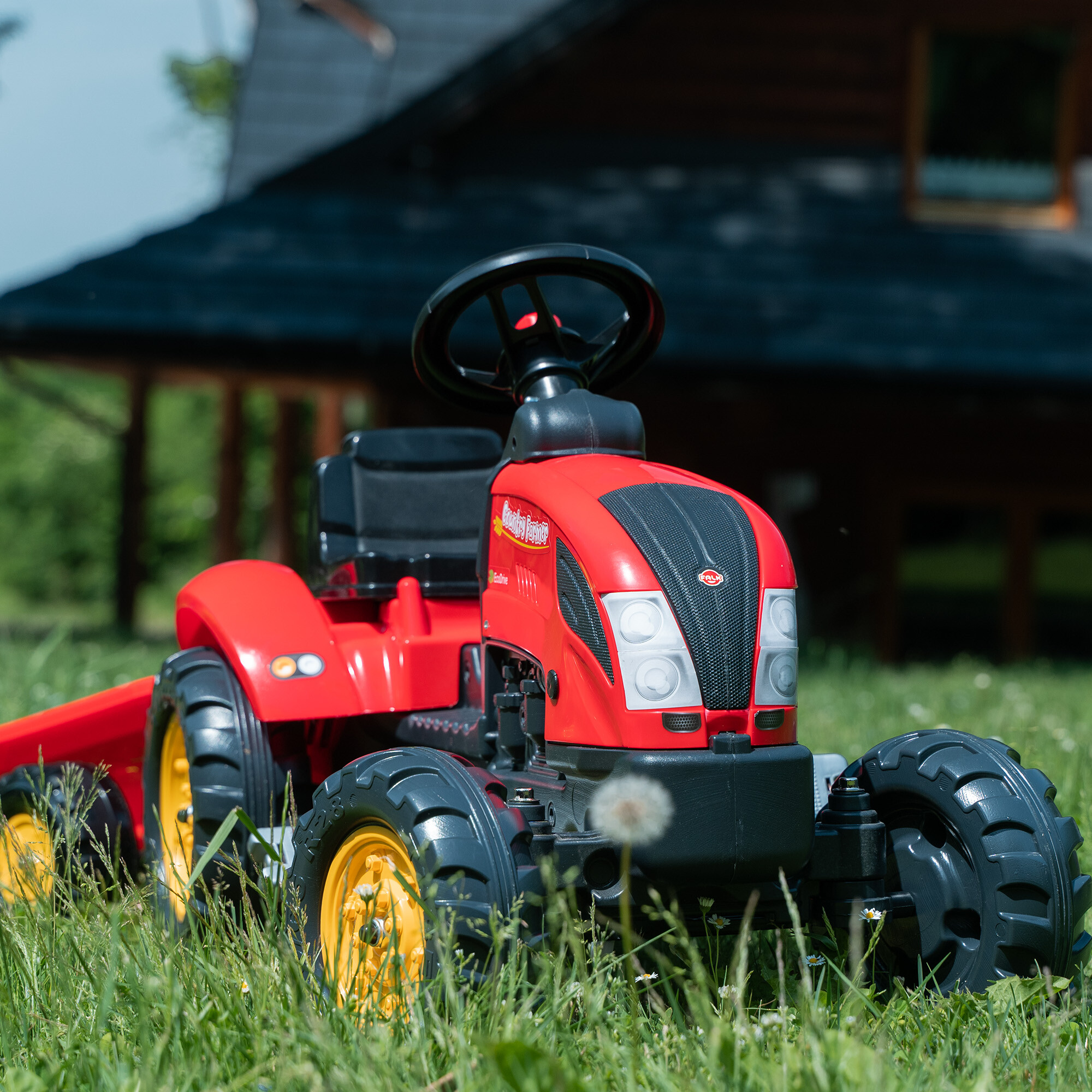 Country farmer tractor with trailer red FALK