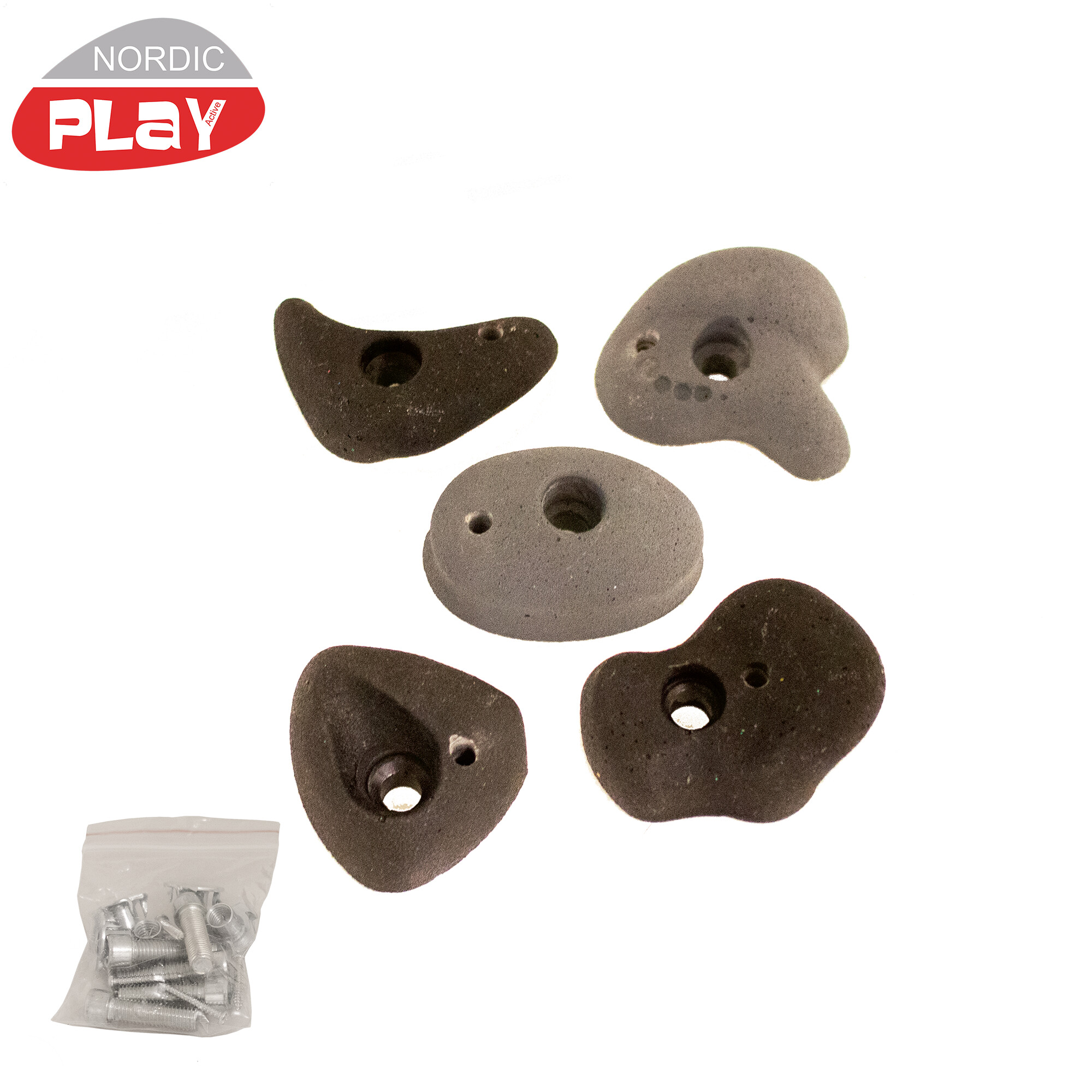 klatresten 5 stk. i polyresin sort/grå inkl. skruer NORDIC PLAY