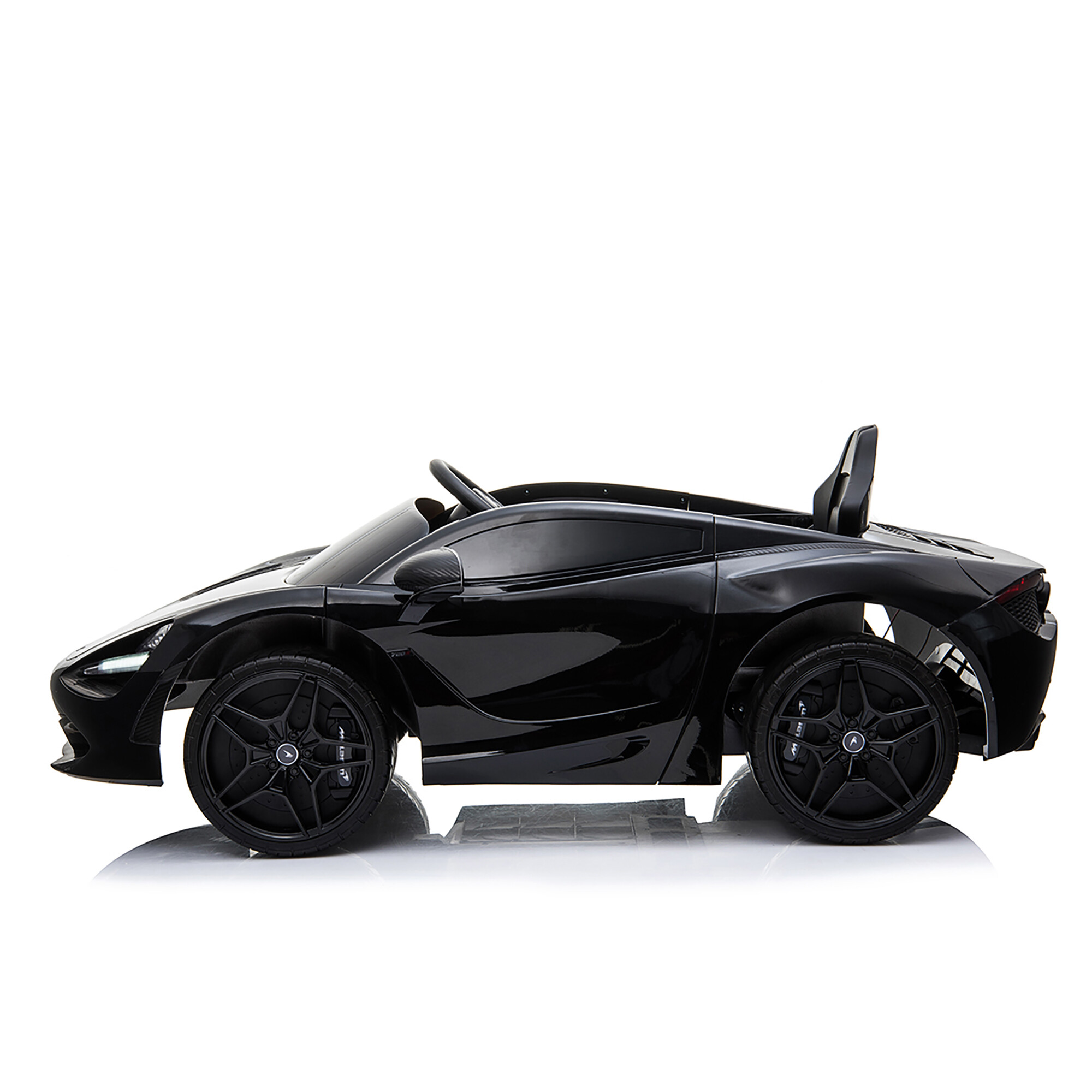 McLaren 720S electric car 12V with EVA tires and leather seat, black NORDIC PLAY