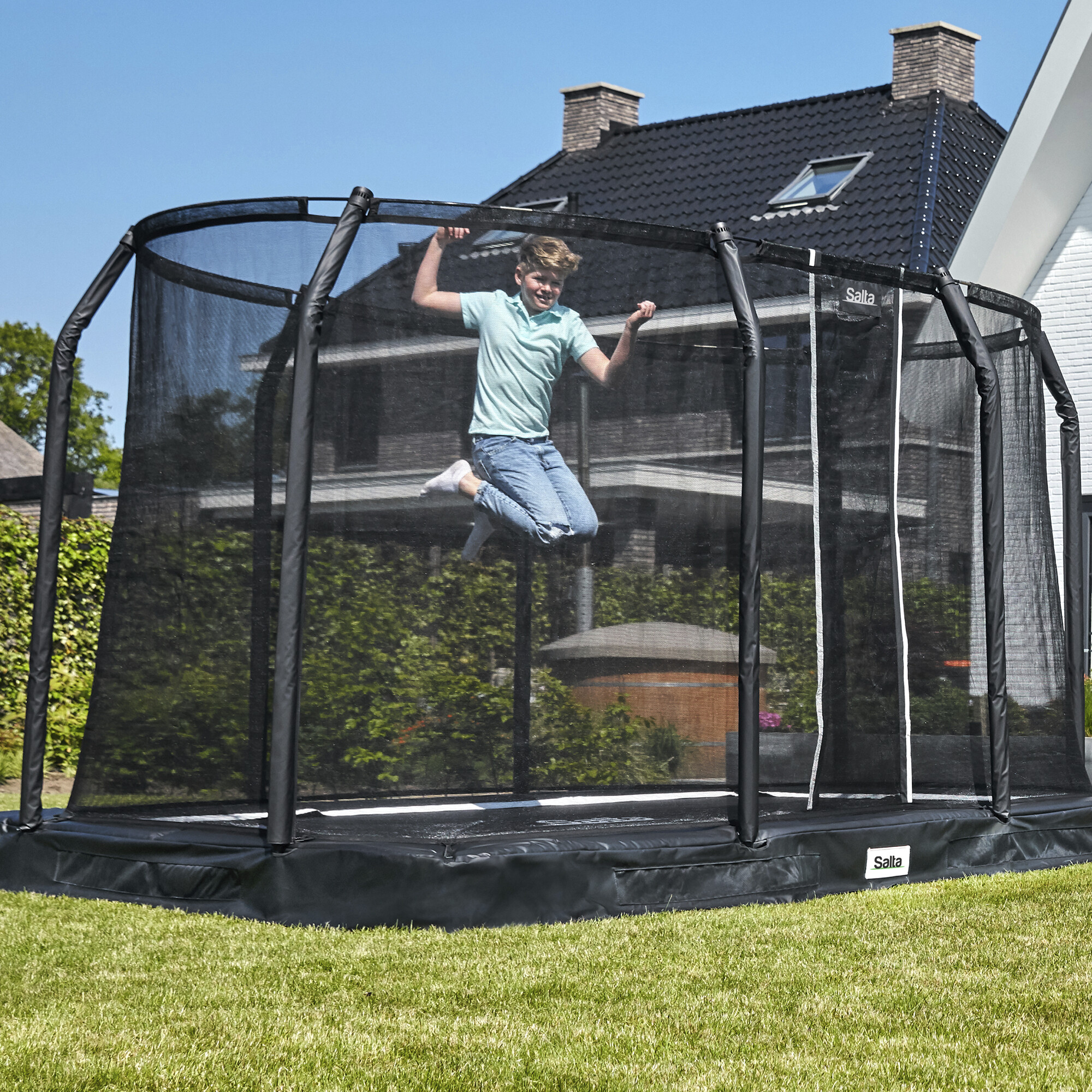 Trampoline Premium Ground sis. Turvaverkon 305 x 214 cm Salta