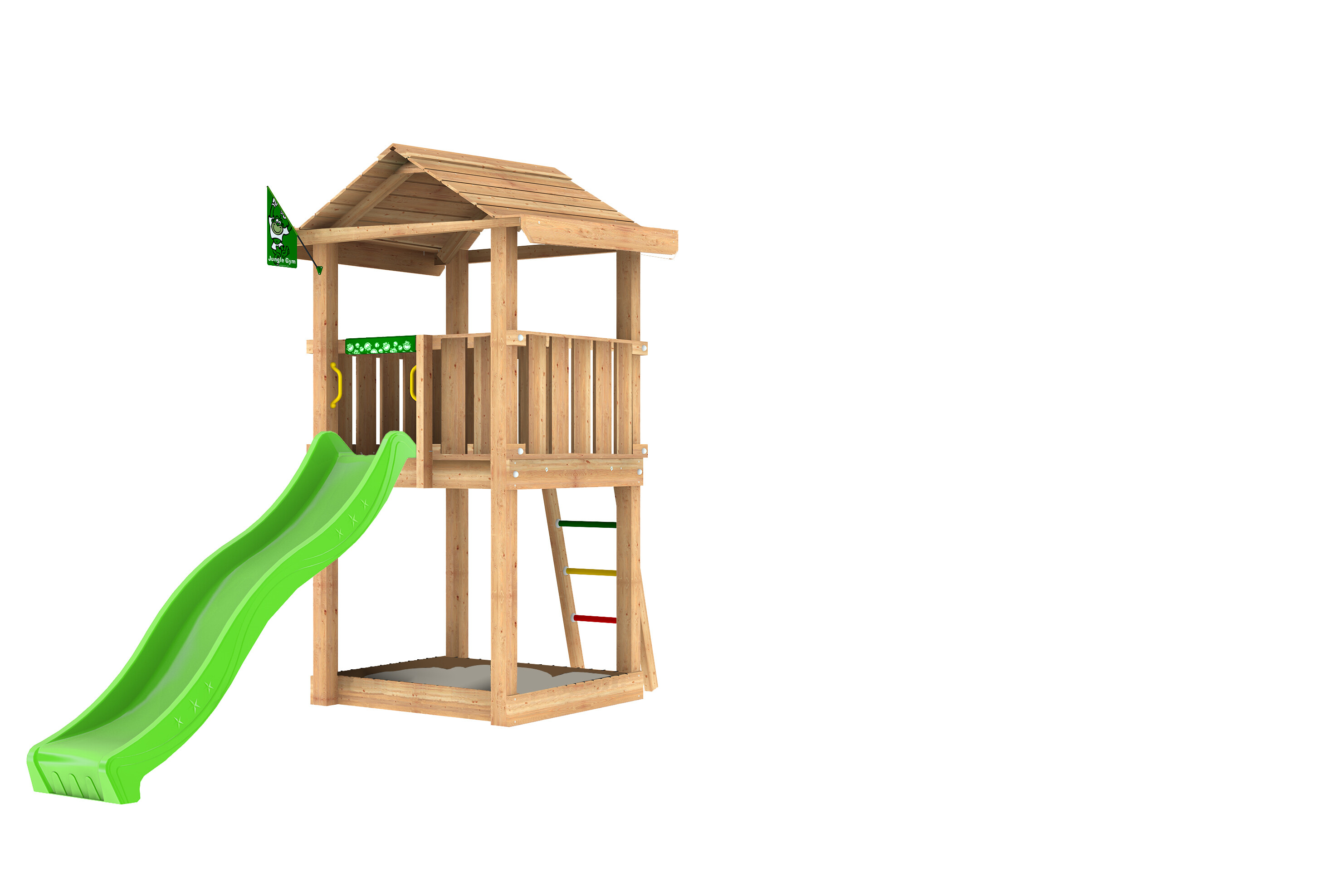 Legetårn Jungle Gym House 2.1 m/grøn rutschebane
