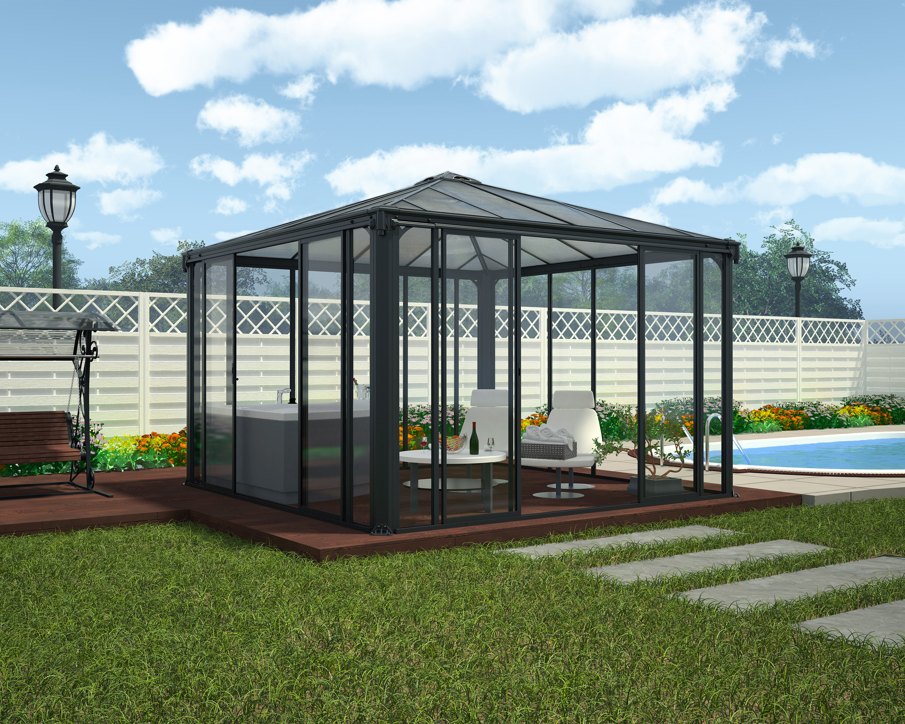 Pavillon Palermo 3600 lukkesystem Palram - Canopia