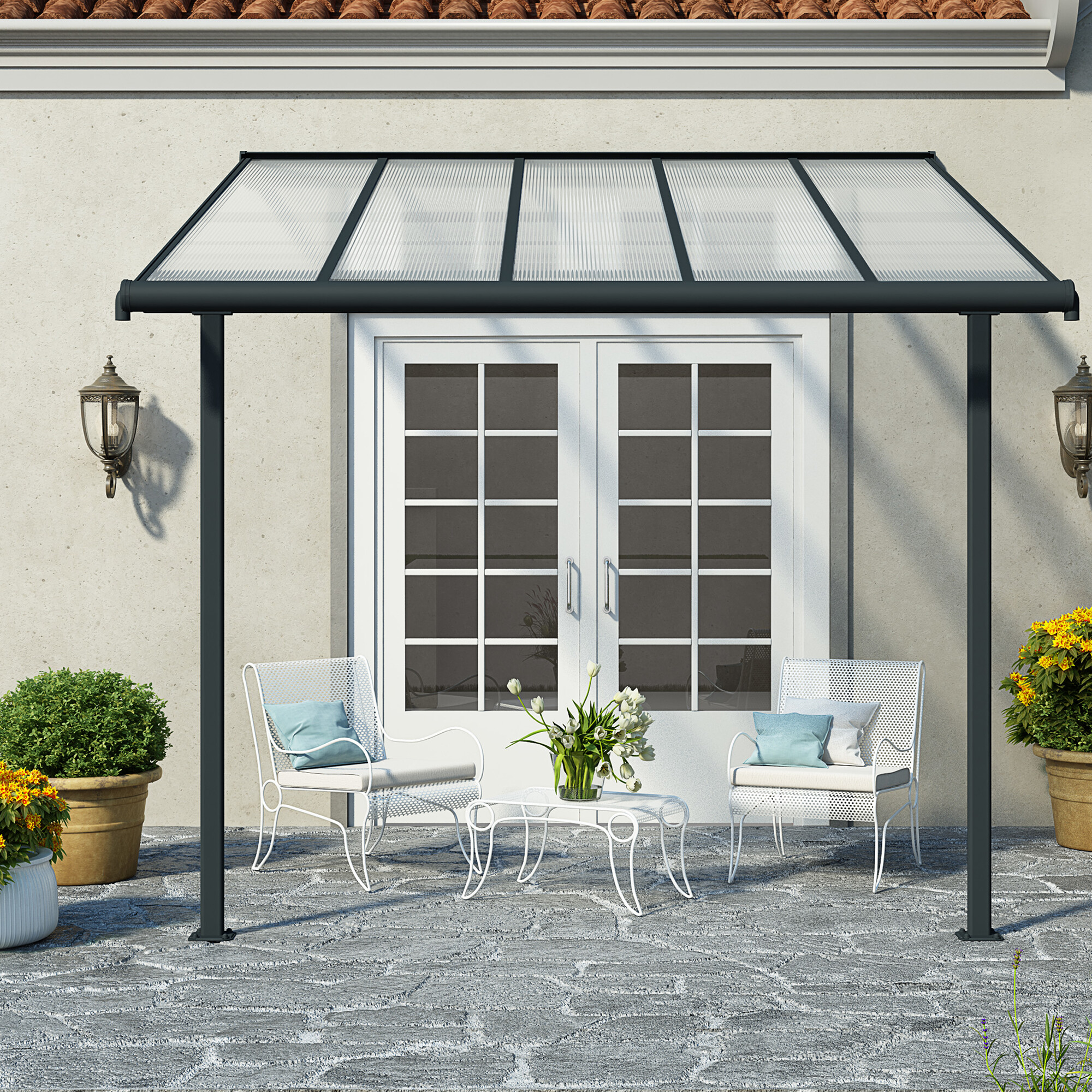 Terrasseoverdækning Sierra 3x3,14m (9,3 m2), antracitgrå Palram - Canopia