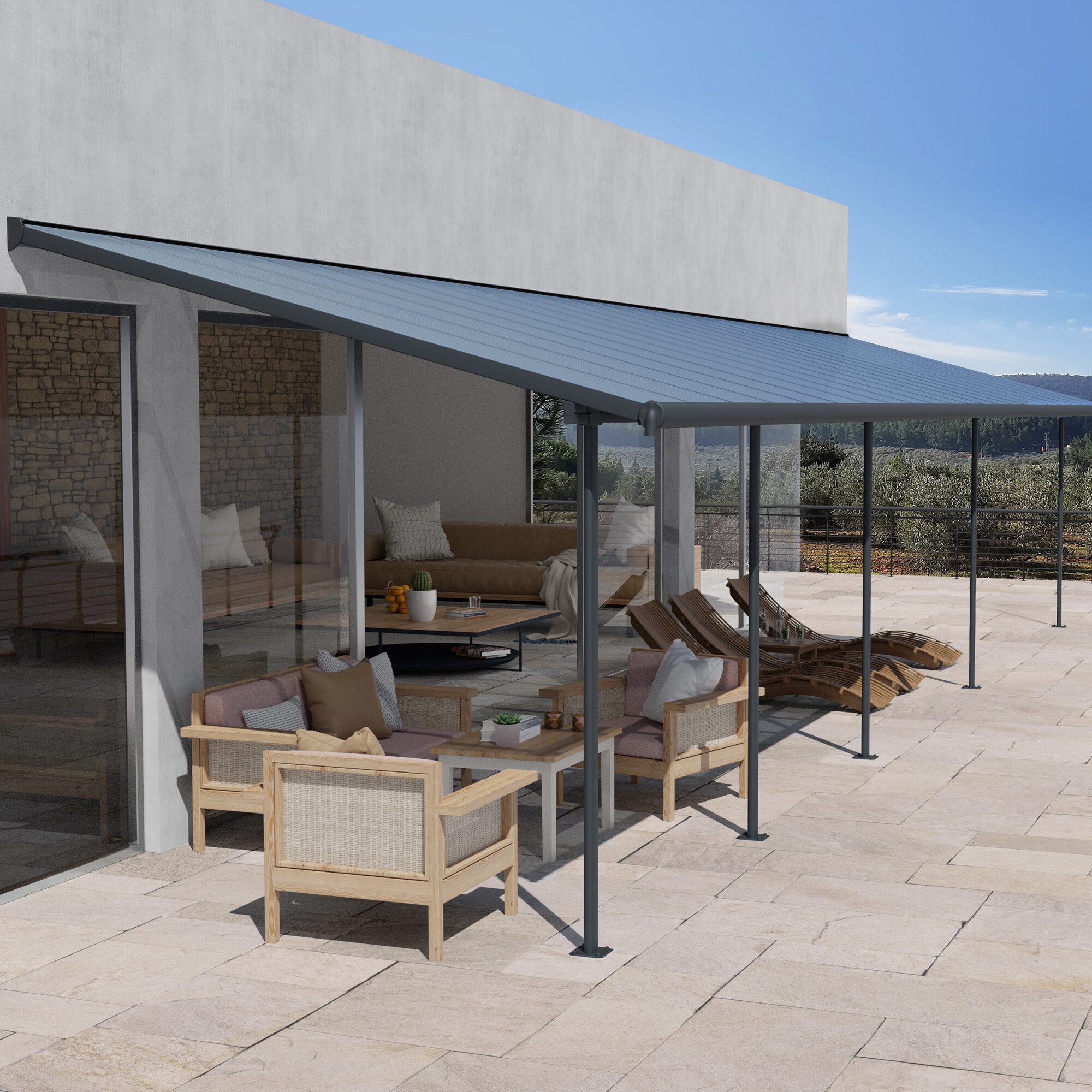 Terrasseoverdækning Sierra 3x10,44m (30,8 m2), antracitgrå Palram - Canopia