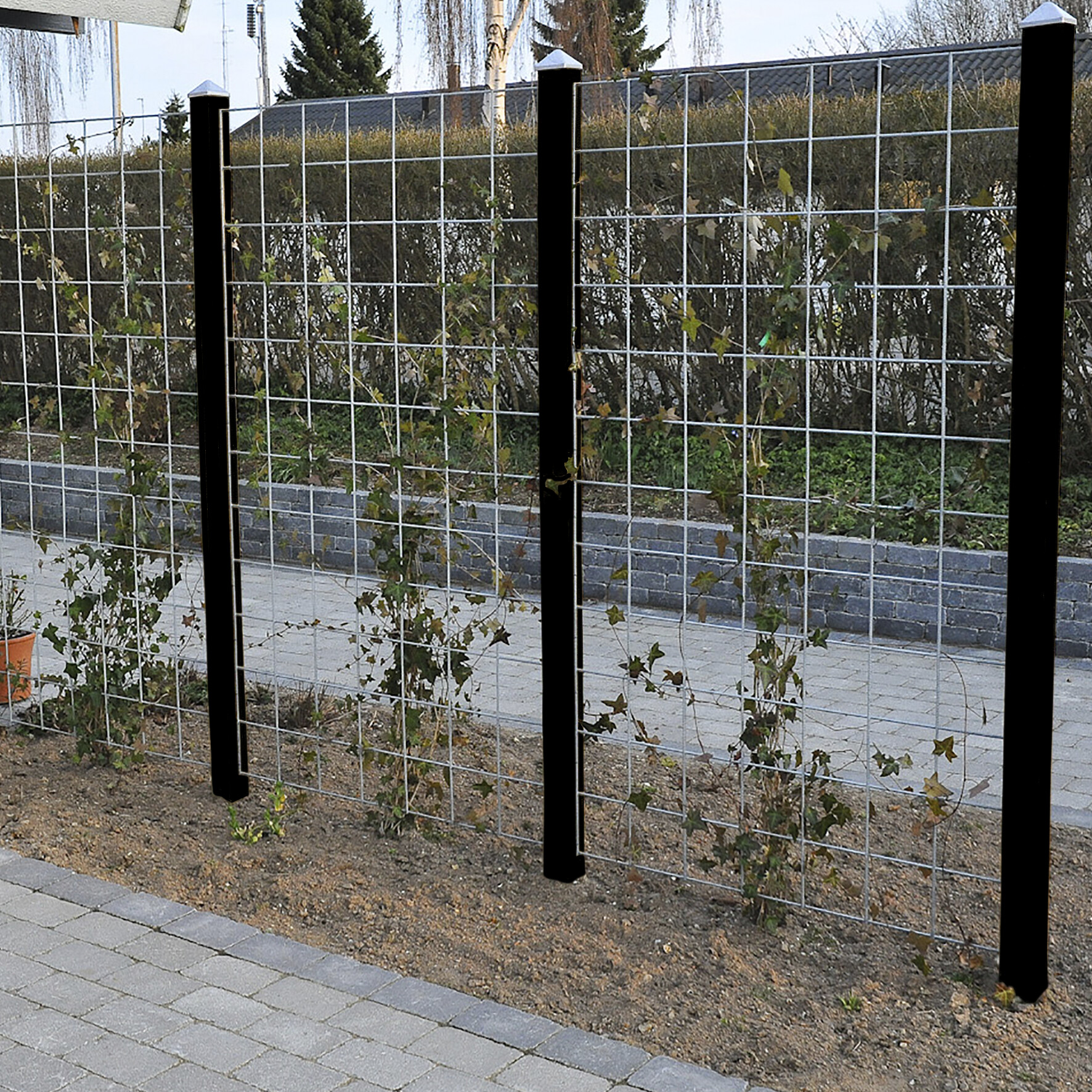 1 Tillægsfag HORTUS Rio-net espalier galvaniseret 90 x 120 cm inkl. beslag inkl. 1 sortmalet stolpe 240 cm