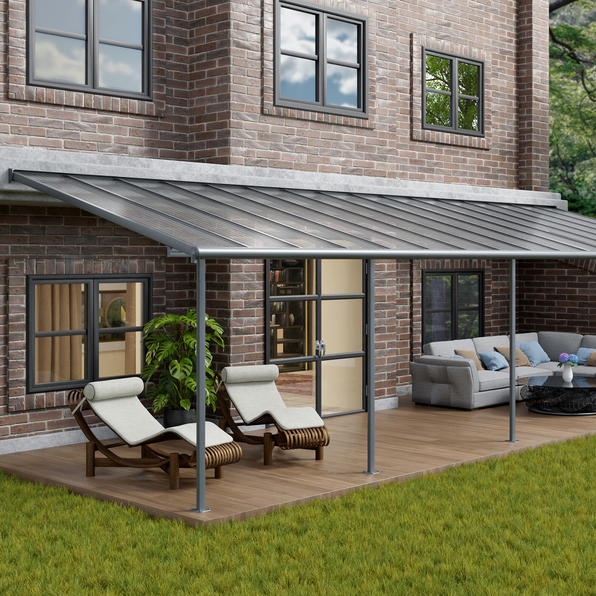 Terrasseoverdækning Sierra 3x9,80m (28,6 m2), antracitgrå Palram - Canopia