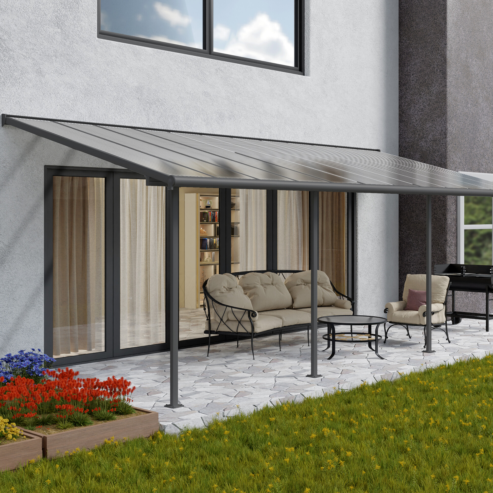 Terrasseoverdækning Sierra 3x7,39m (21,8 m2), antracitgrå Palram - Canopia
