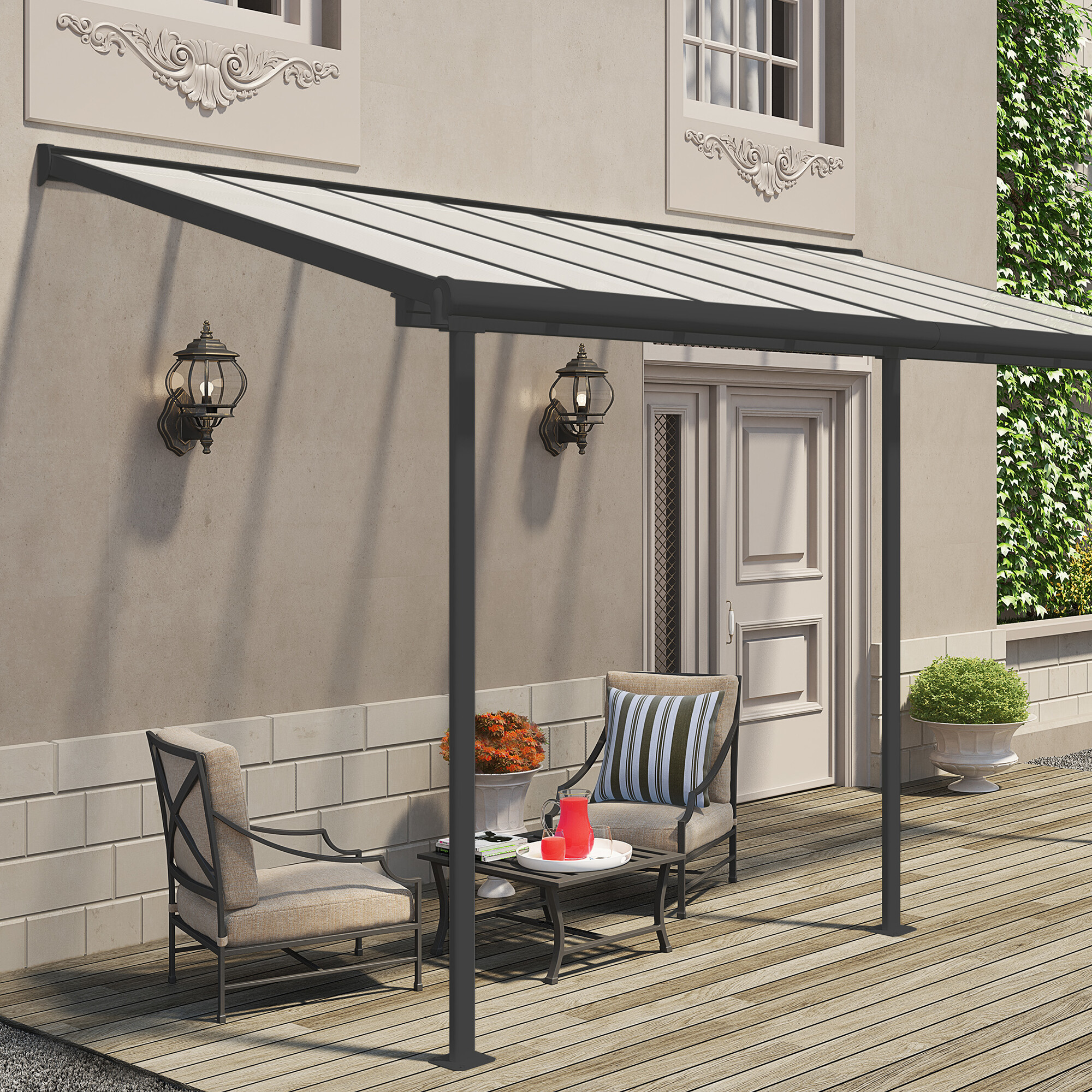 Terrasseoverdækning Sierra 2,3x4,5m (10m2), antracitgrå Palram - Canopia